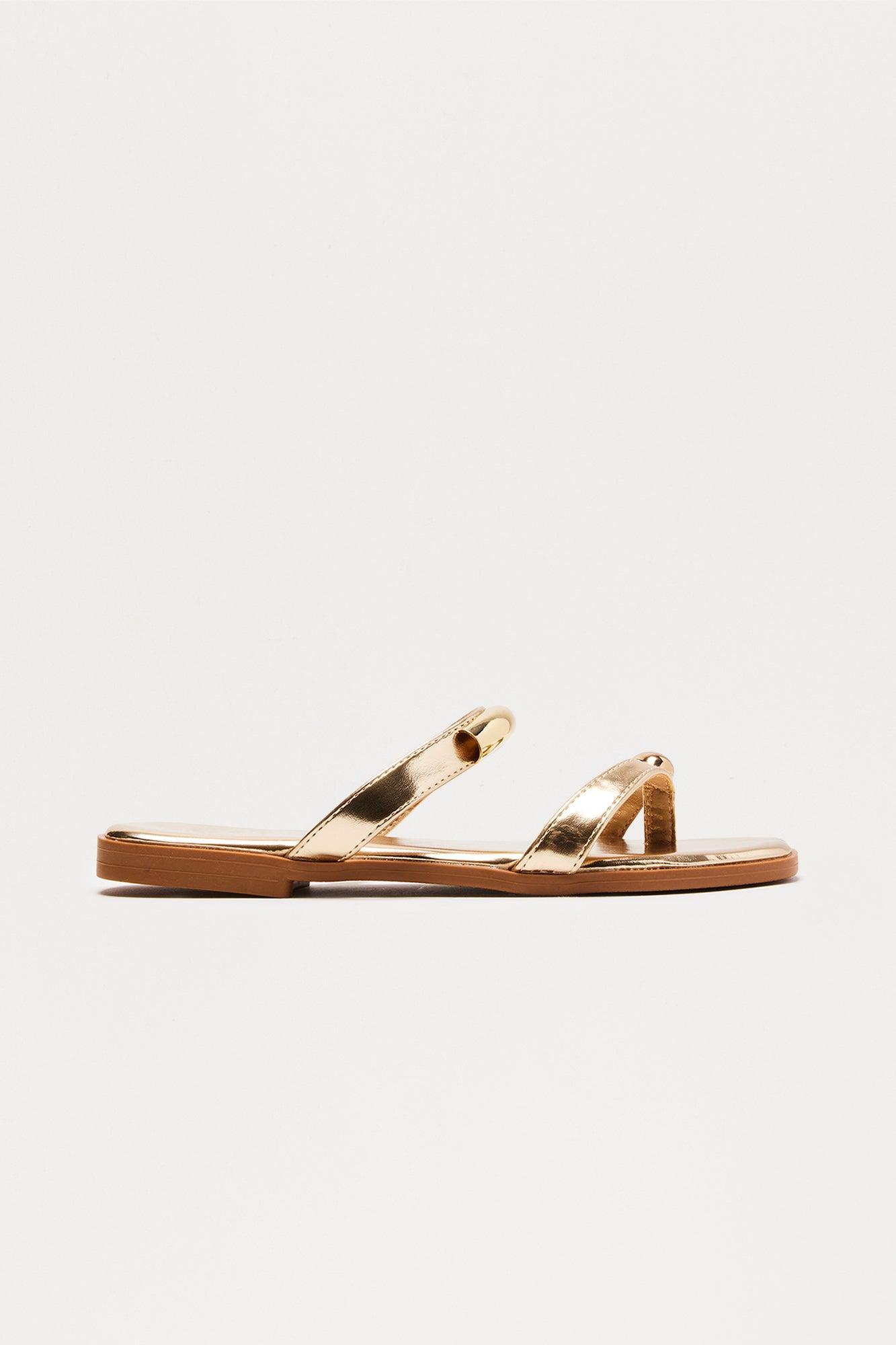 Shore Toe Ring Flip Flops - Gold Female Product Image