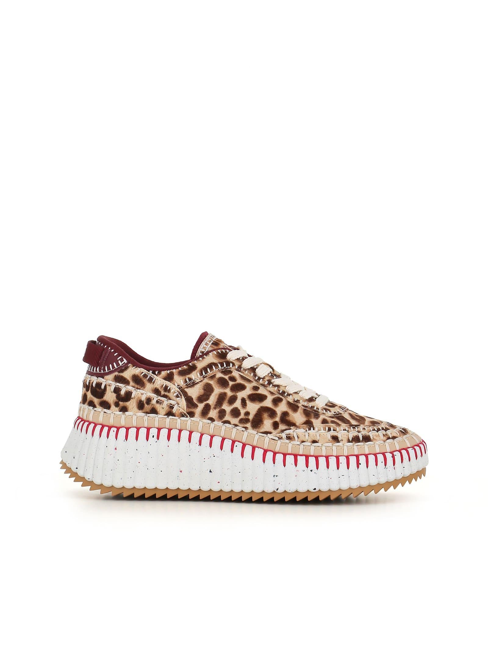 CHLOÉ Leopard Print Sustainable Sneaker In Animalier Product Image