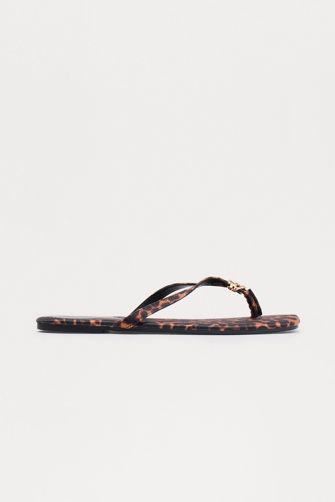 Izzy Square Toe Flip Flops - Leopard Product Image