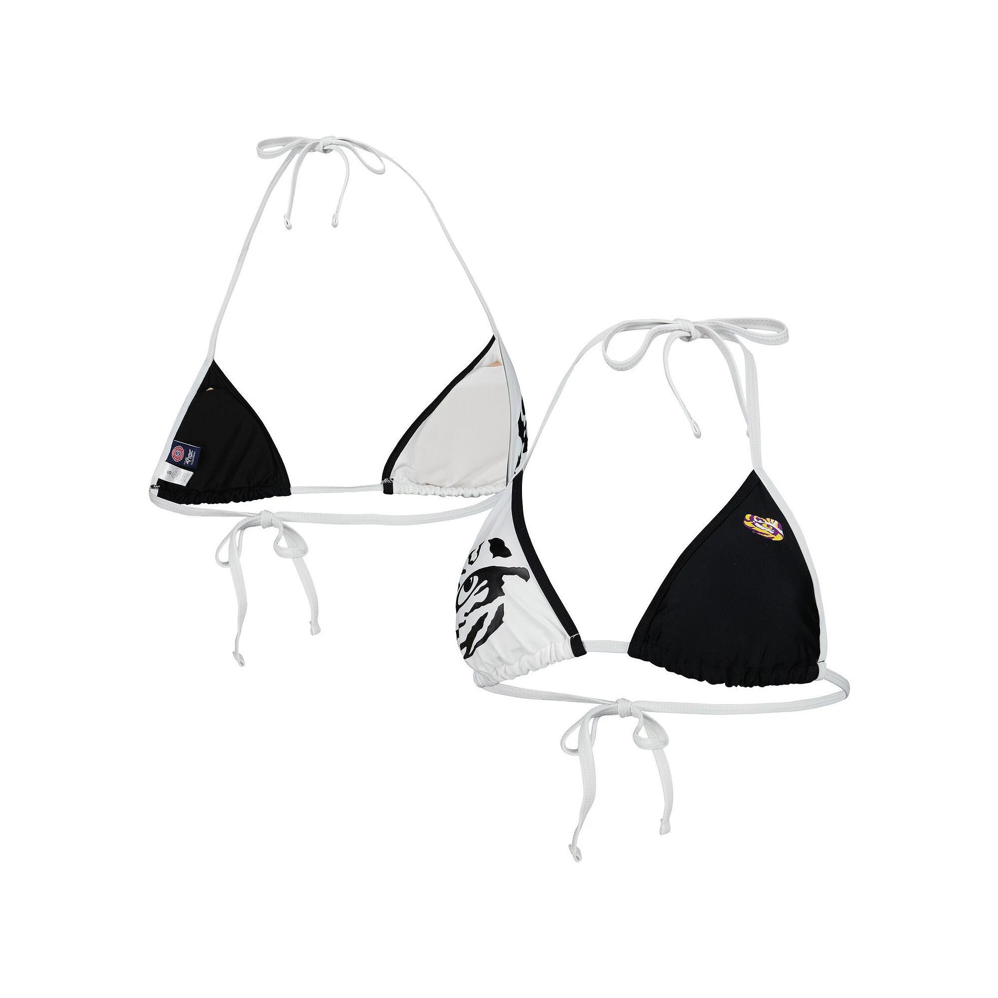 Women's G-III 4Her by Carl Banks Black/White LSU Tigers Play Action Bikini Top, Size: Small Product Image