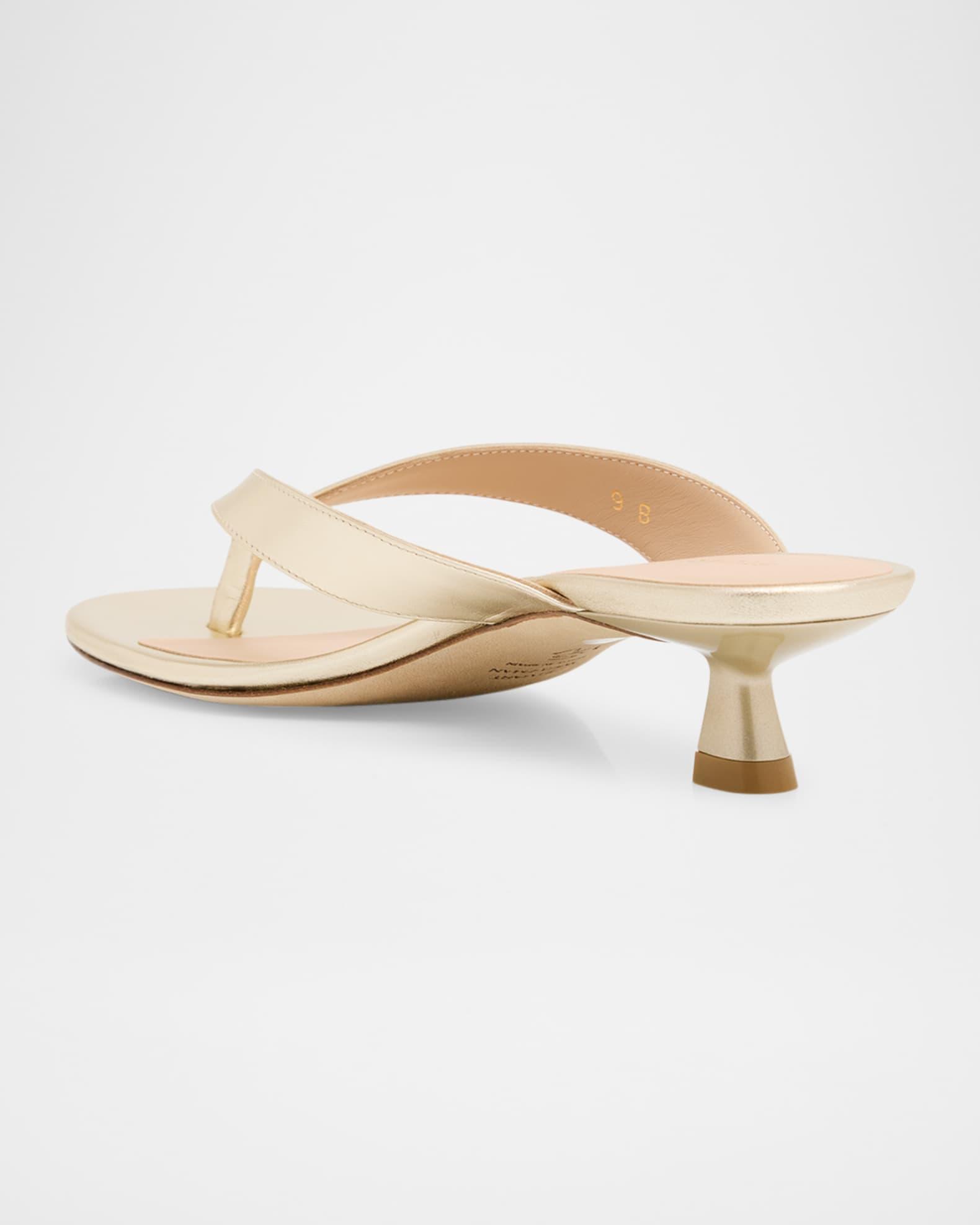 Rio Metallic Kitten-Heel Thong Sandals Product Image