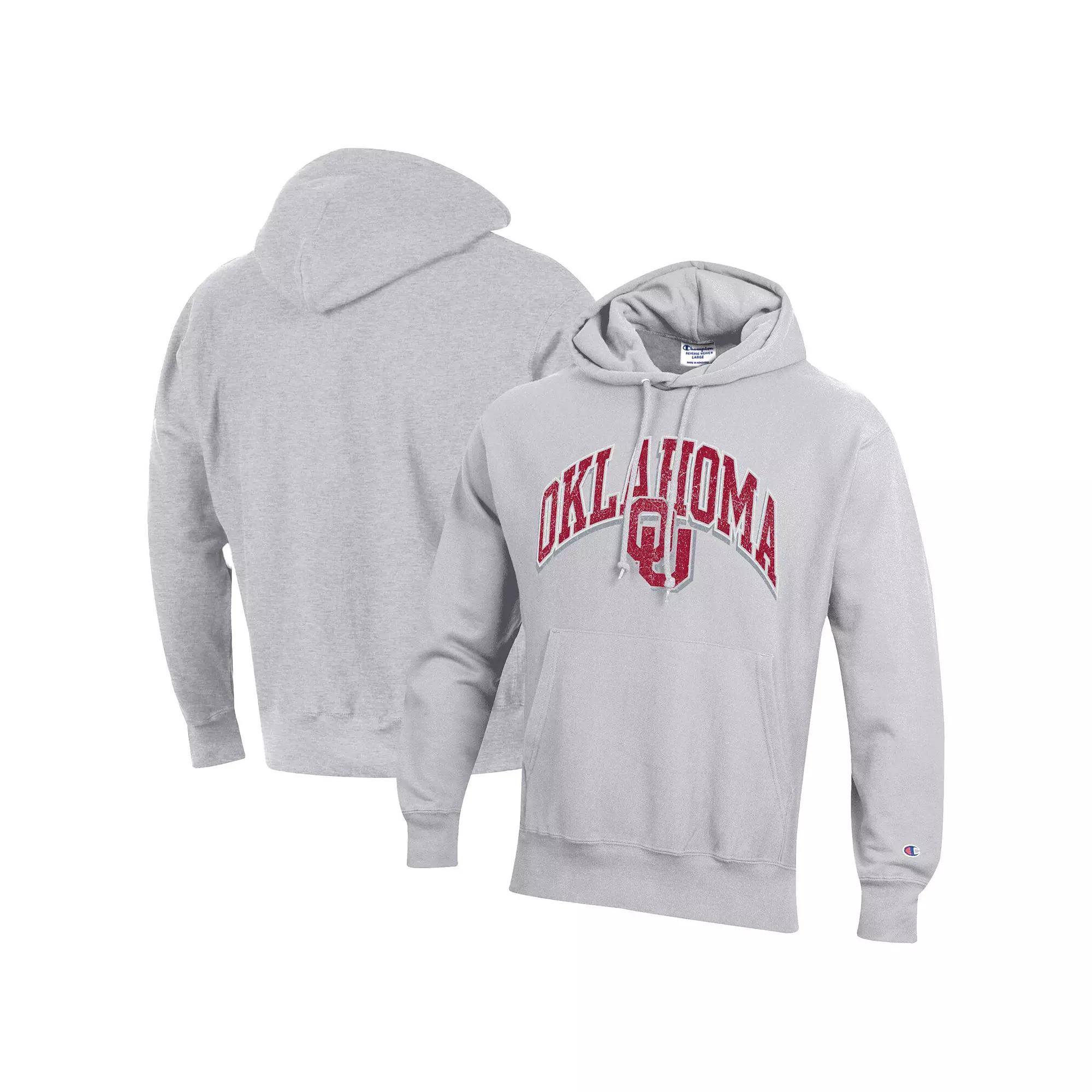 Men's Champion Gray Oklahoma Sooners Vault Late Night Reverse Weave Pullover Hoodie,  Product Image