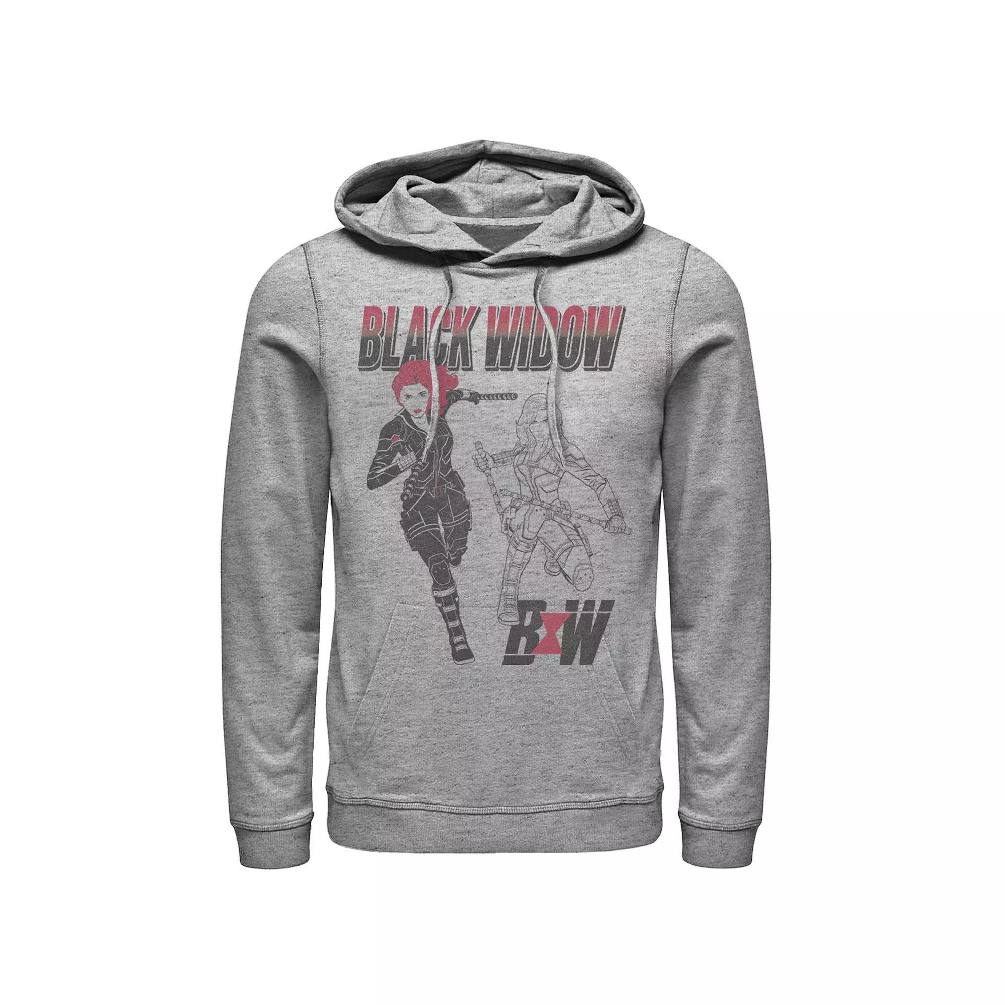 Men's Marvel Black Widow Hoodie, Size: Large, Athletic Grey Product Image