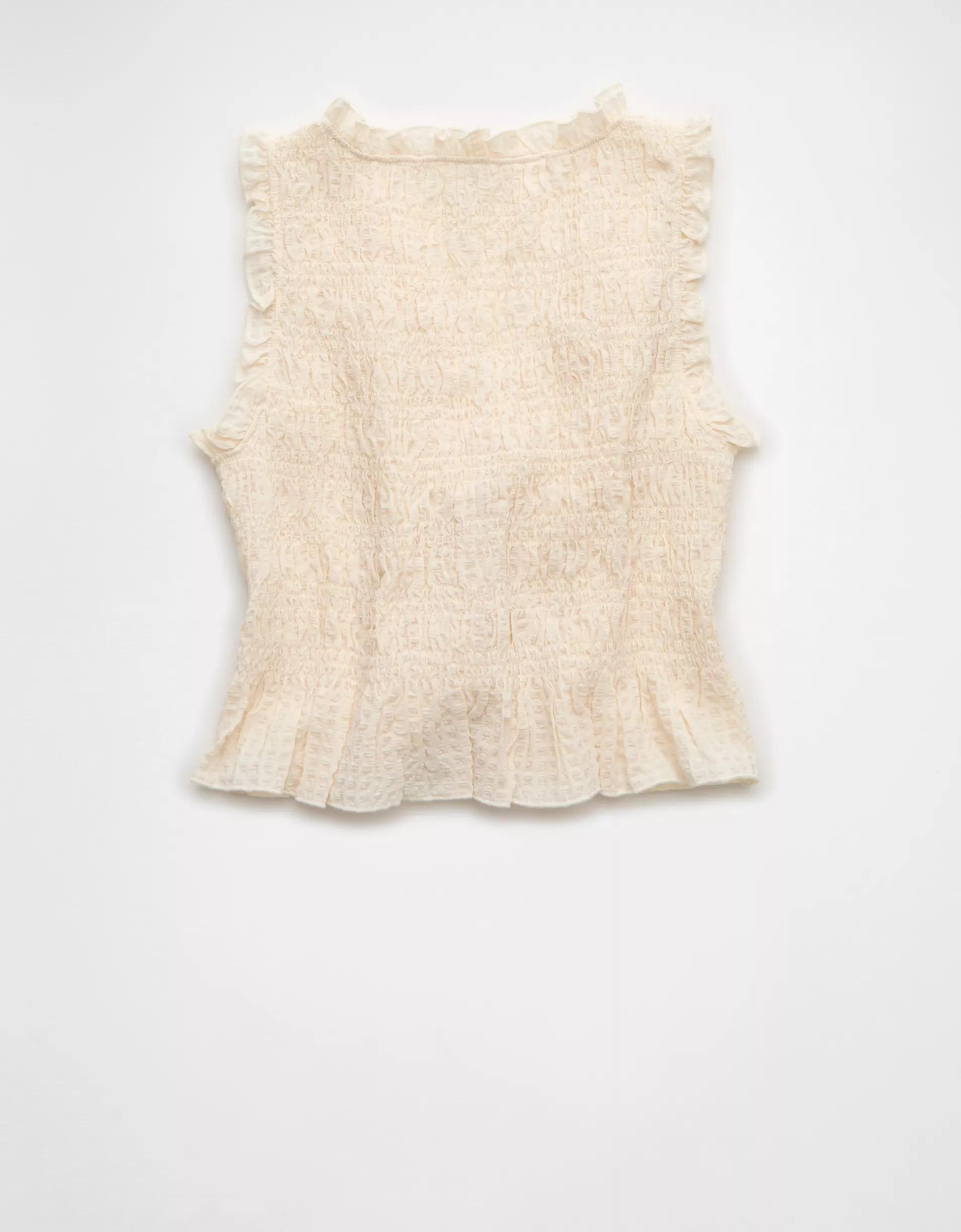 AE Tie-Front Smocked Tank Top Product Image