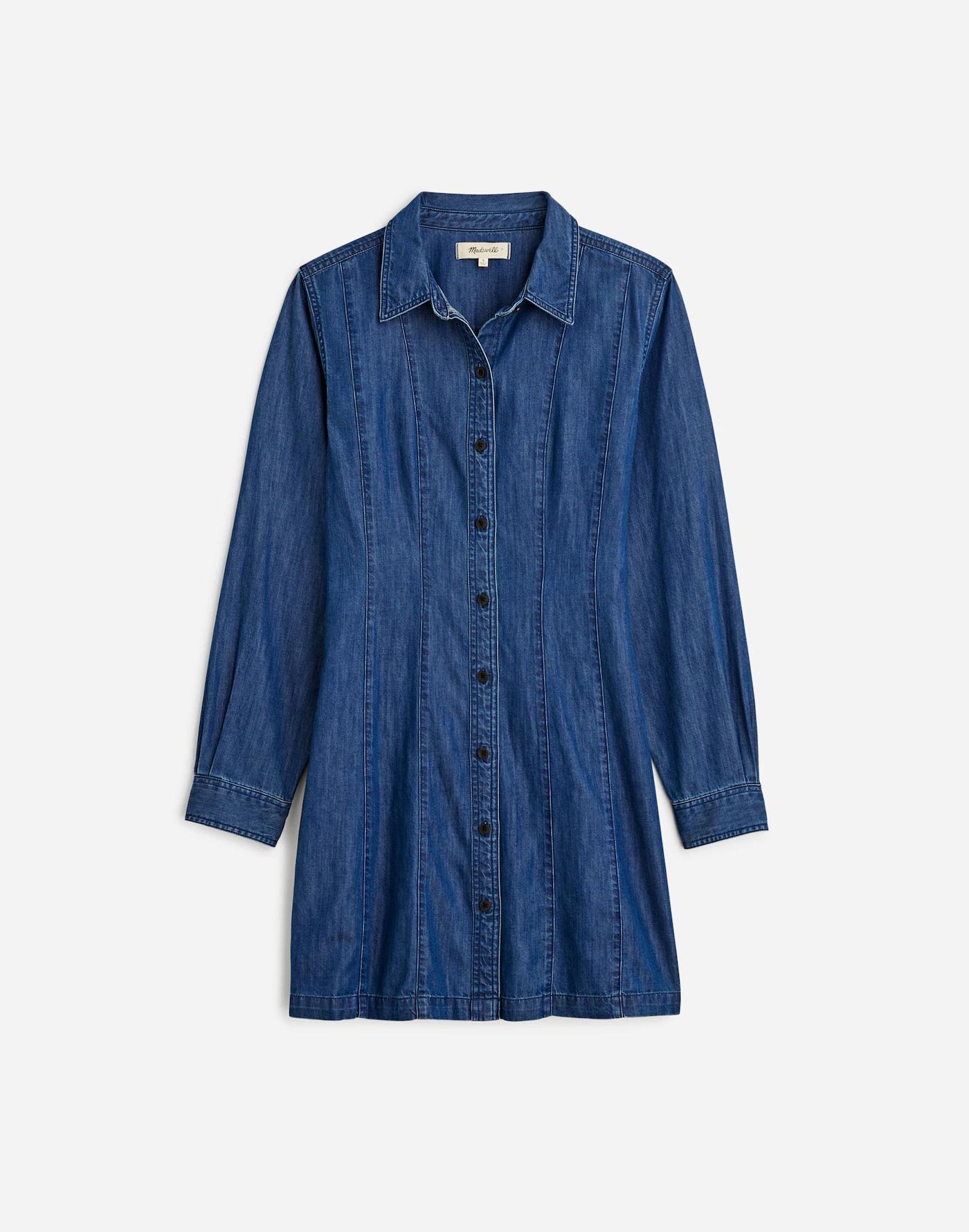 Denim Seamed Mini Dress in Clearfield Wash Product Image