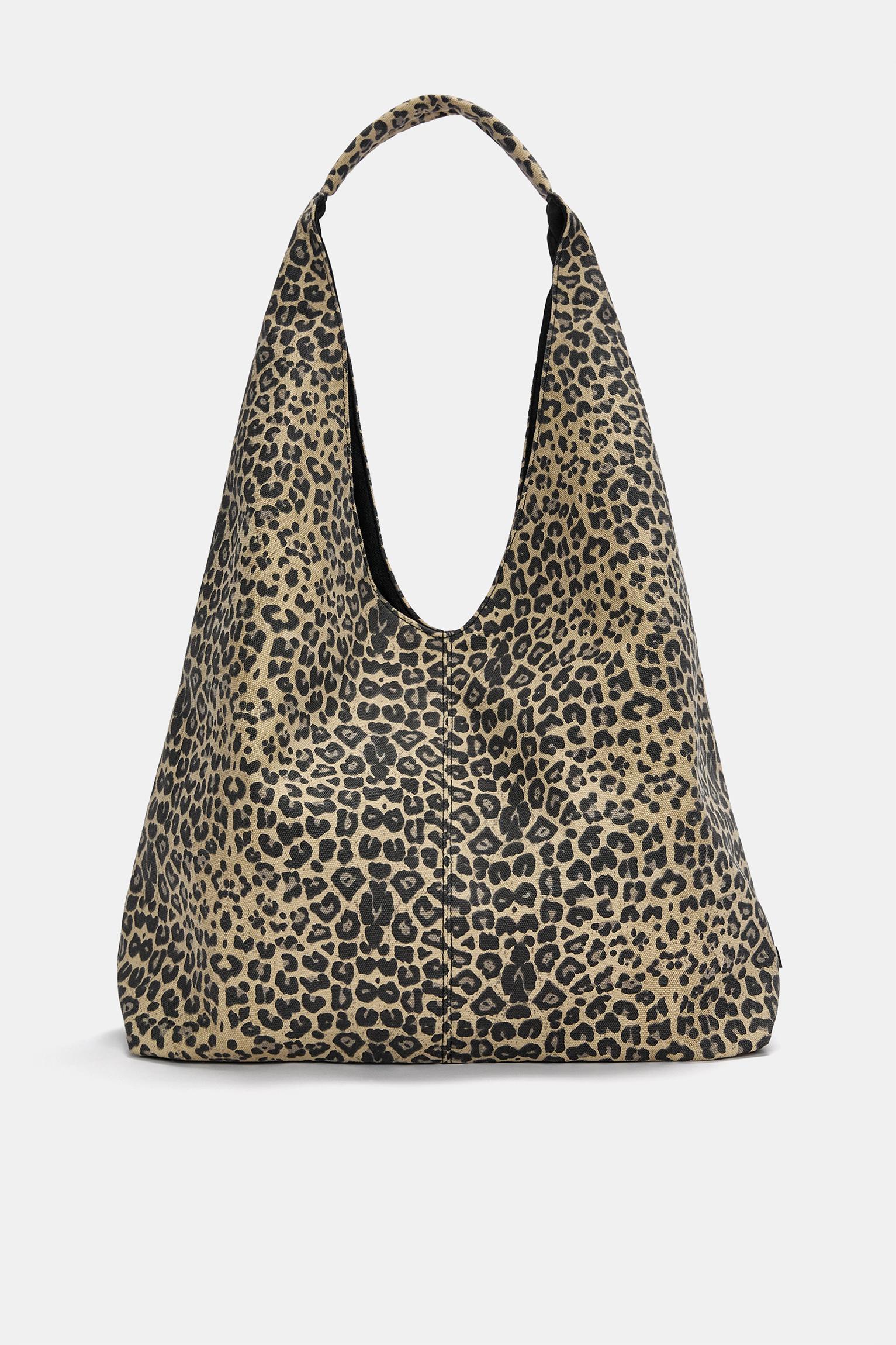 Leopard print canvas shopper bag Product Image