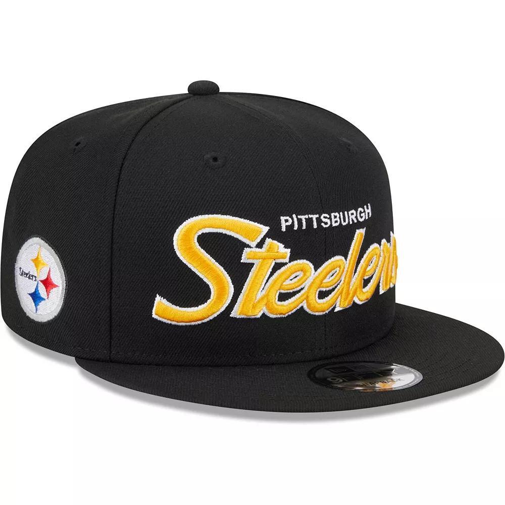 Men's New Era Black Pittsburgh Steelers Main Script 9FIFTY Snapback Hat Product Image