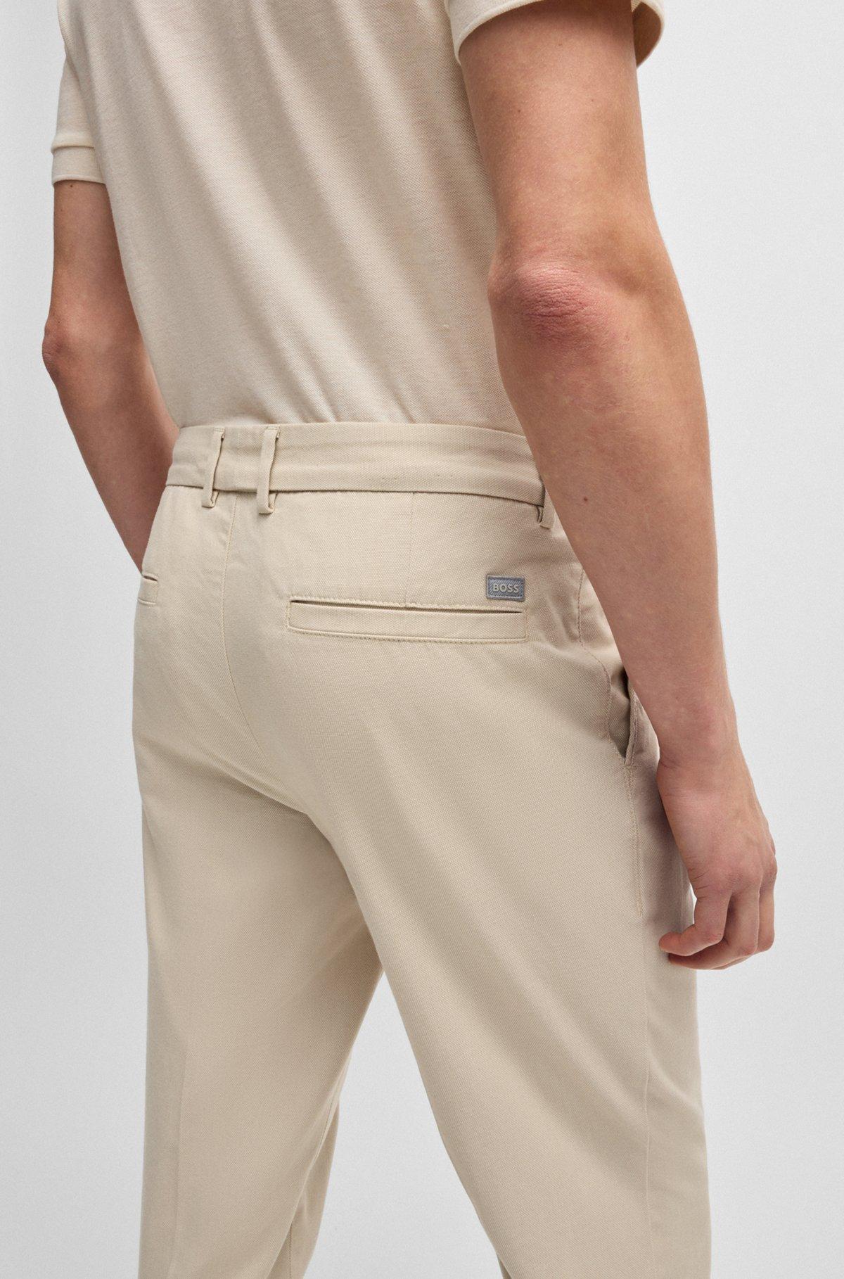 Regular-fit trousers in micro-patterned stretch cotton Product Image