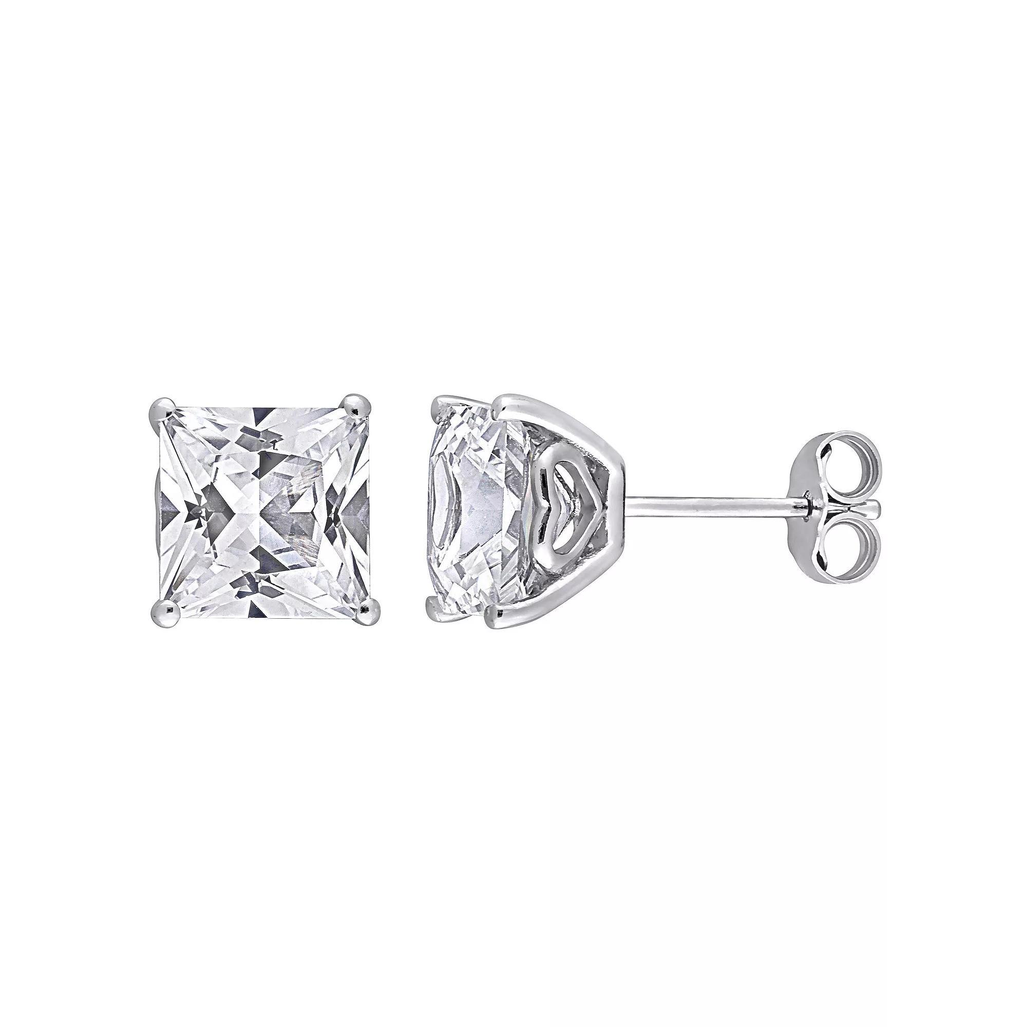 Stella Grace Sterling Silver Lab-Created White Sapphire Square Stud Earrings, Womens Product Image