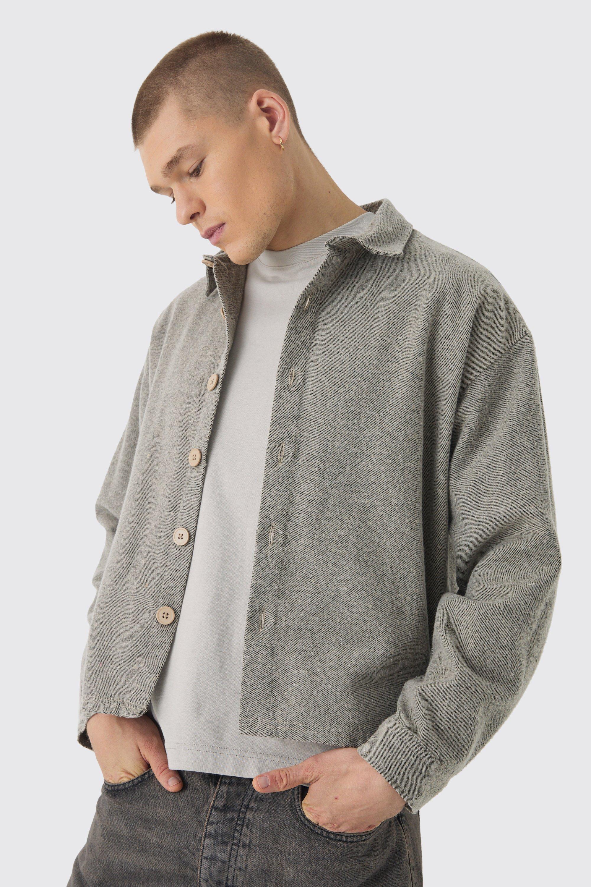 Oversized Brushed Twill Shirt Jacket | boohooMAN USA Product Image