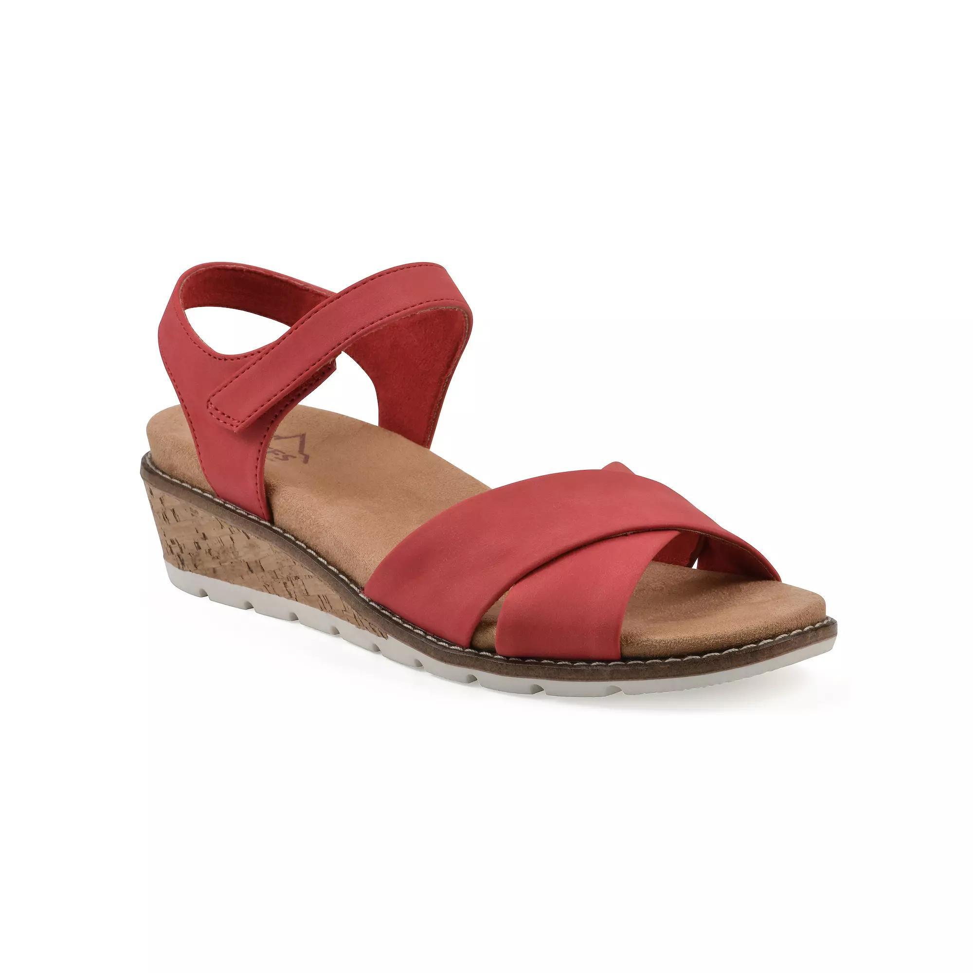 Cliffs by White Mountain Tinna Women's Wedge Sandals, Size: 7.5, Red Nubuck Product Image