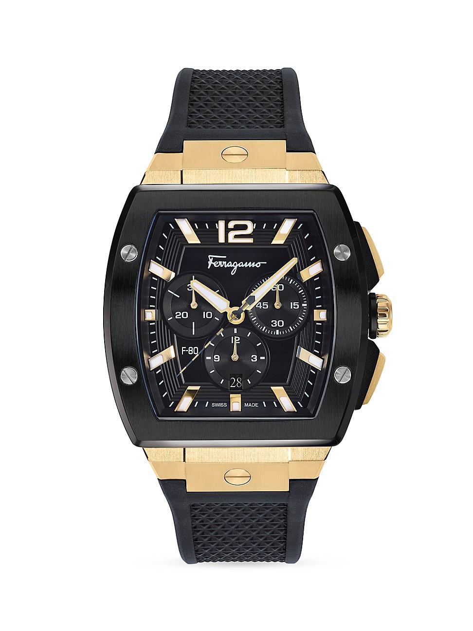 Ferragamo F-80 Tonneau Ion Plated Stainless Steel Chronograph Watch, 41.8mm Product Image