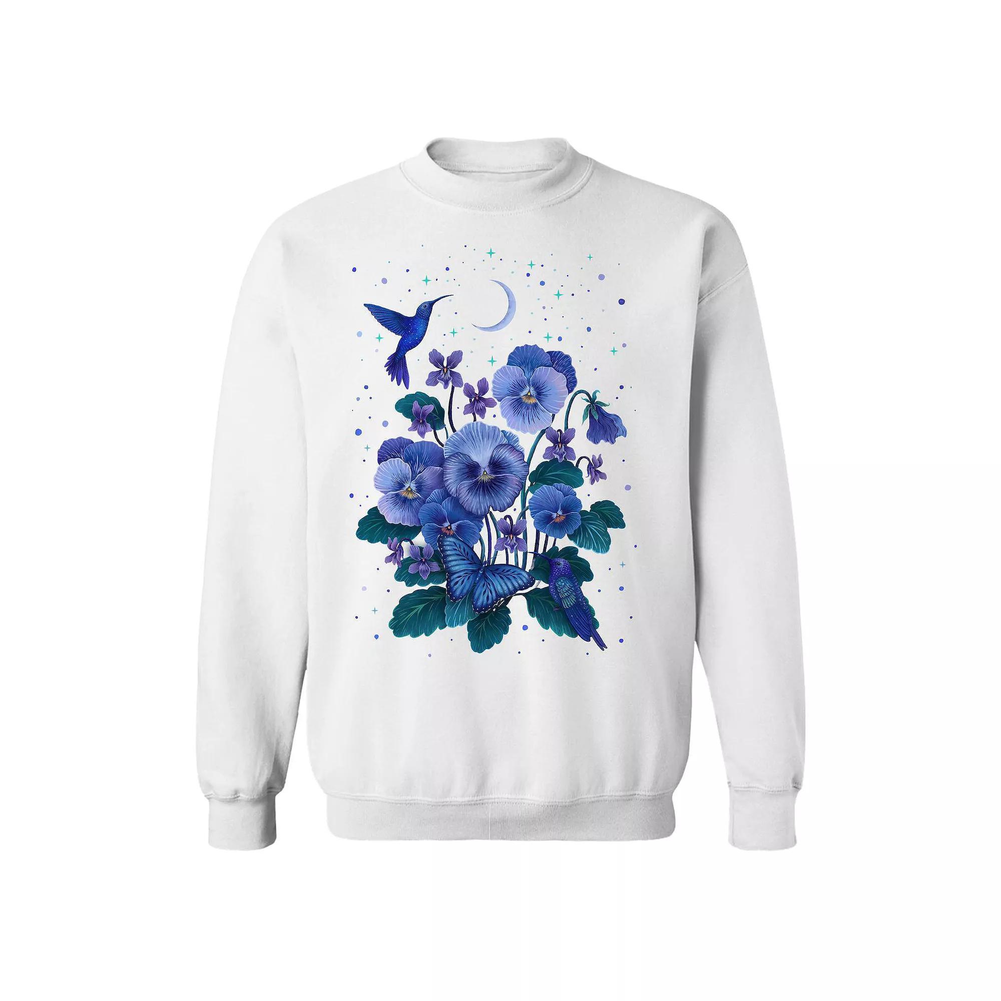 Junior's Violet Graphic Fleece Sweatshirt, Women's, Size: Large, White Product Image