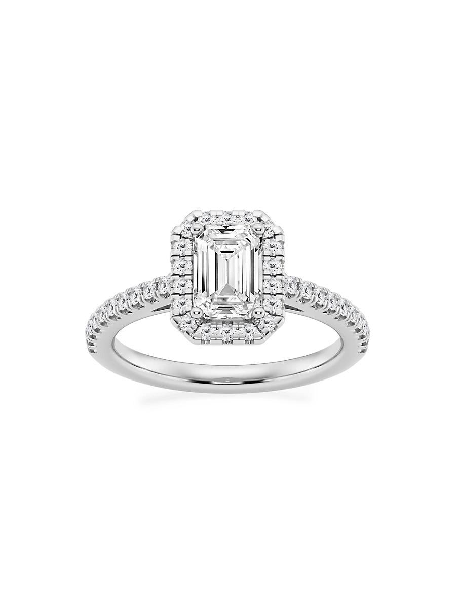 Womens Platinum & Emerald-Cut Lab-Grown Diamond Halo Ring/1.30-3.60 TCW Product Image