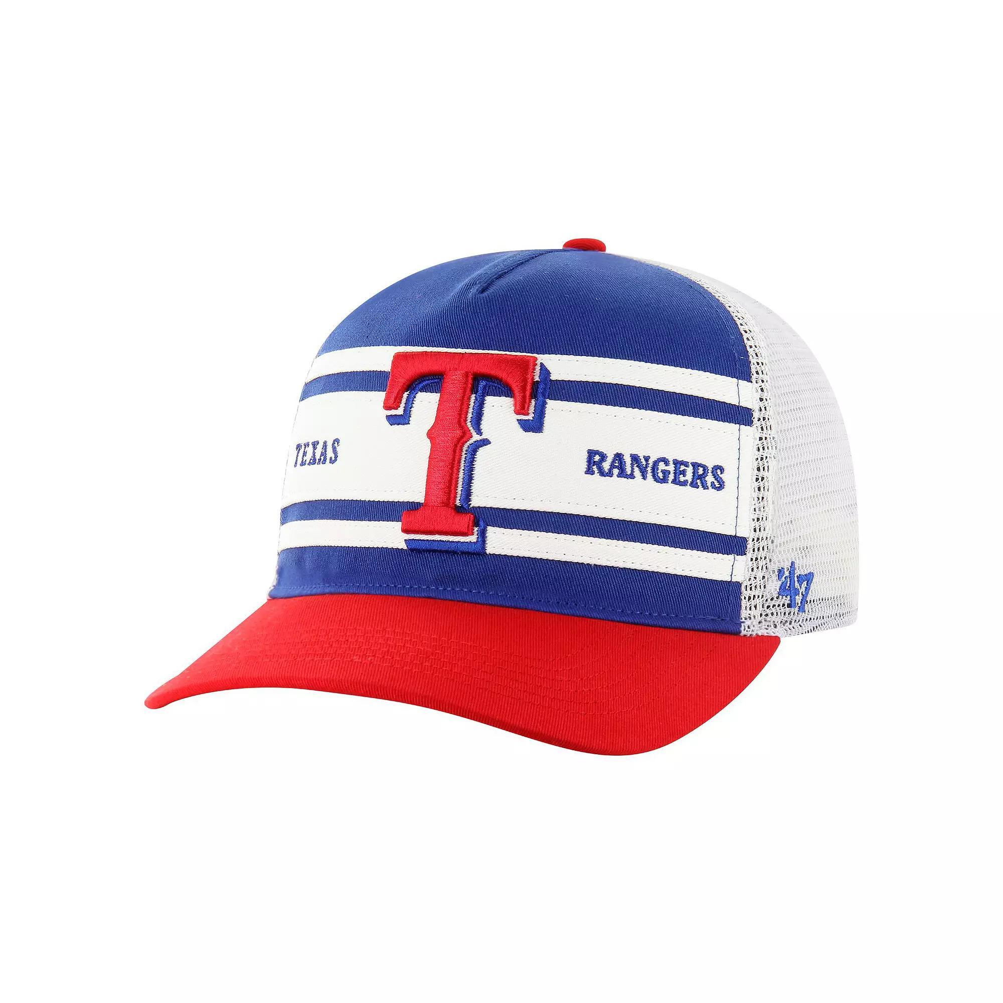 Men's '47 Royal Texas Rangers Gridiron Super Stripe Relaxed Trucker Hitch Adjustable Hat, Blue Product Image