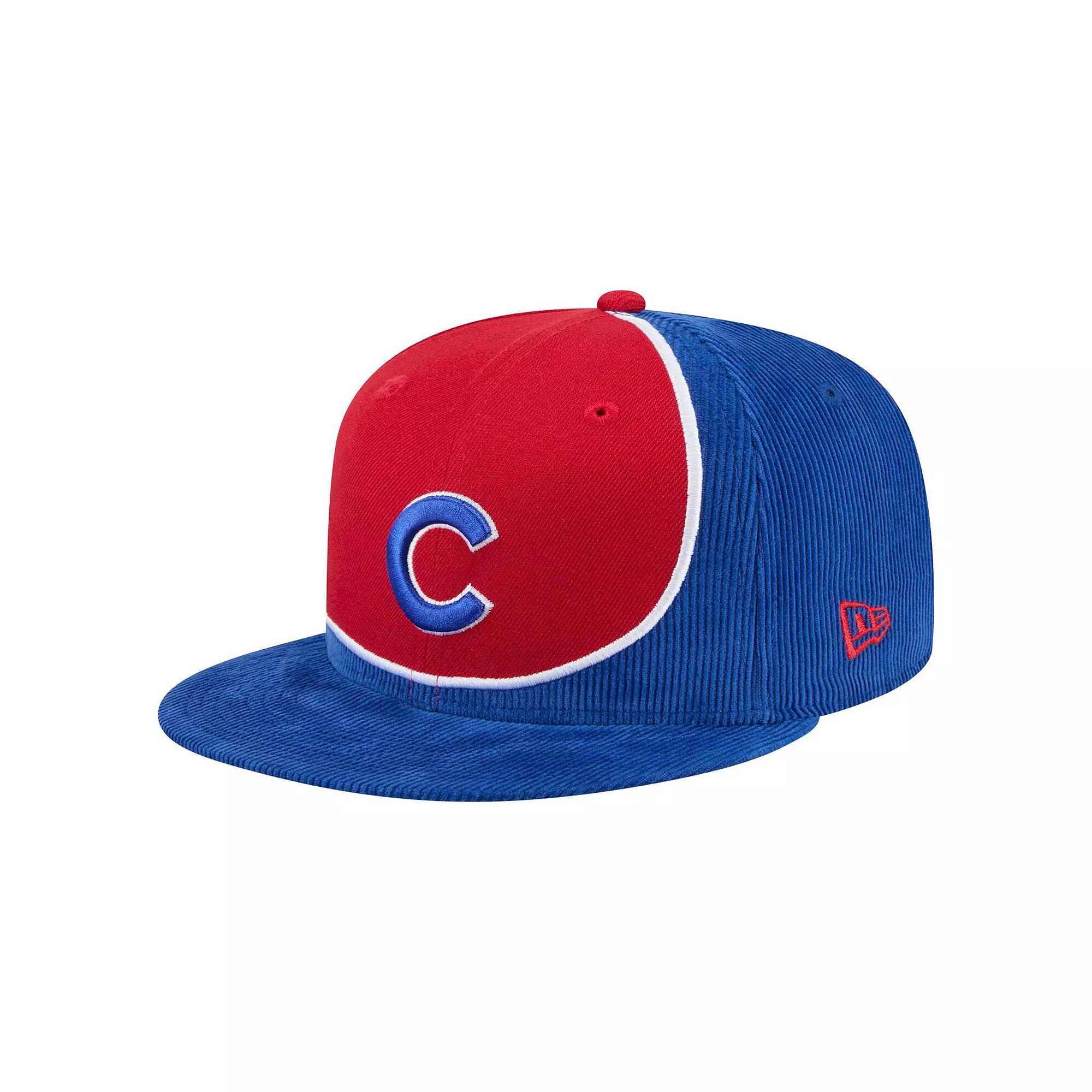 Men's New Era Royal/Red Chicago Cubs Retro Split Corduroy Snapback Hat, Blue Product Image