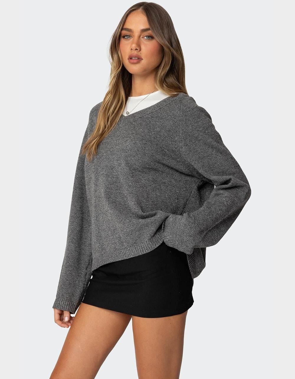 EDIKTED Martha Oversized V-Neck Sweater Product Image