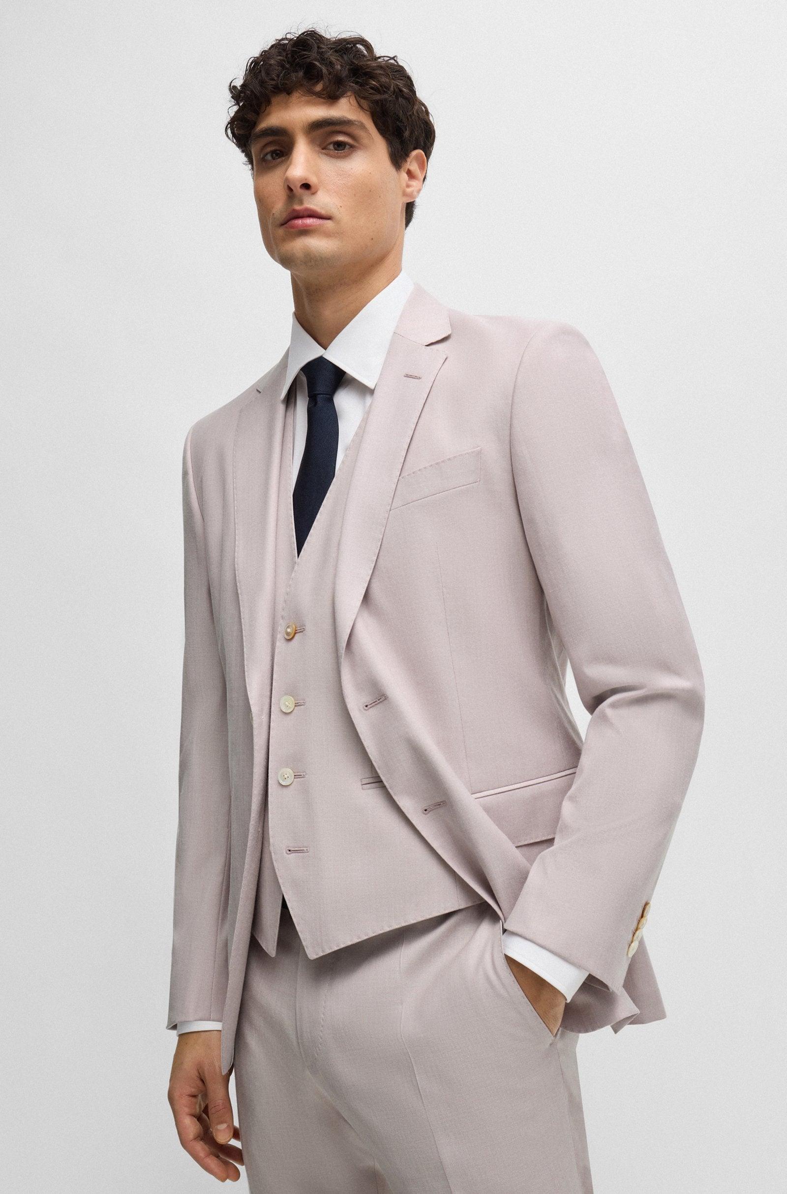 Boss SLIM-FIT Light Pink Suit In a Melange Wool Blend Product Image