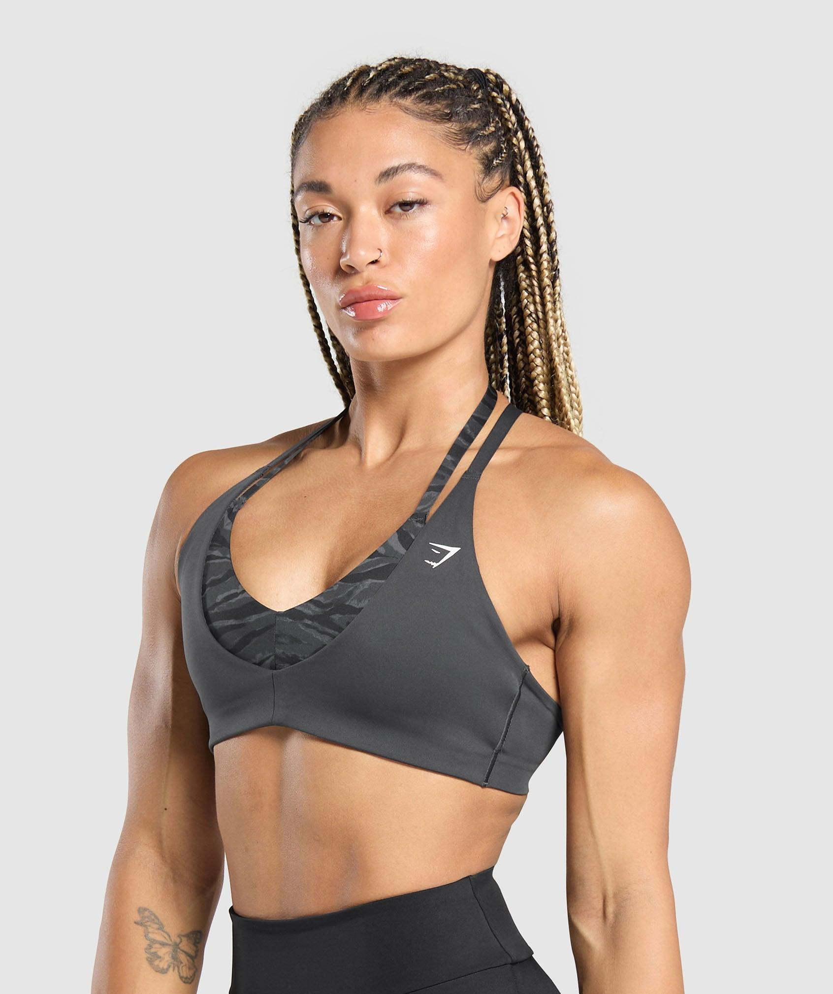 Gymshark Power x T Back Sports Bra - Asphalt Grey/Onyx Grey Female Product Image
