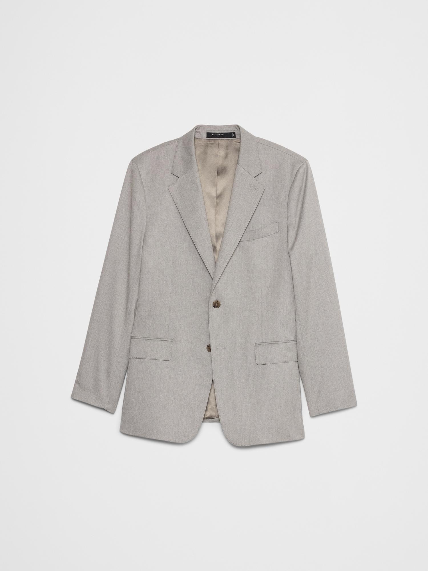 Tailored-Fit Textured Taupe Suit Jacket Product Image