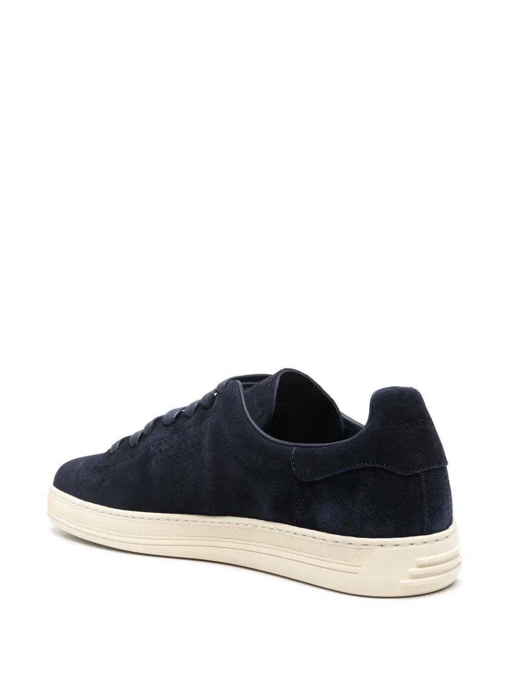 TOM FORD Navy Suede Lace-up Sneakers Product Image