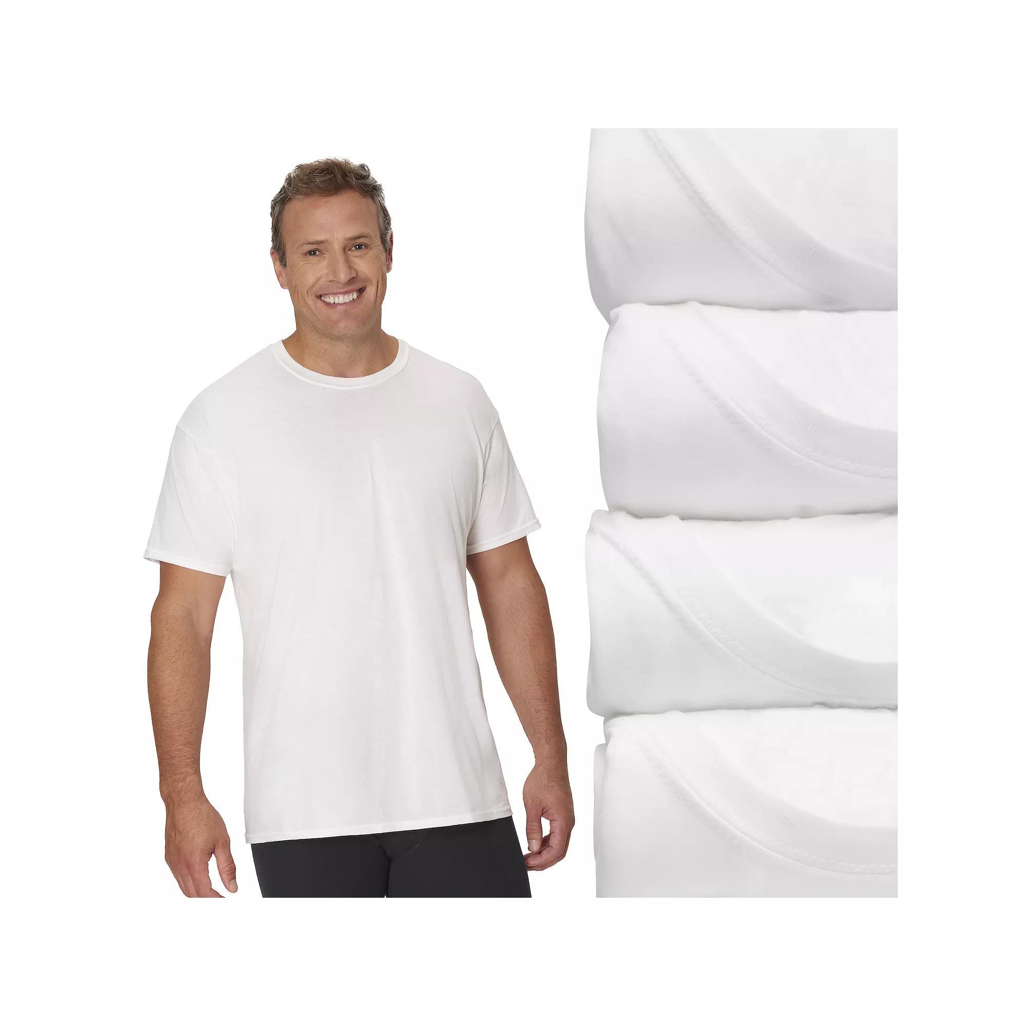 Big & Tall Hanes® 4 Pack Ultimate ComfortSoft White Crewneck Undershirt, Men's,  Product Image