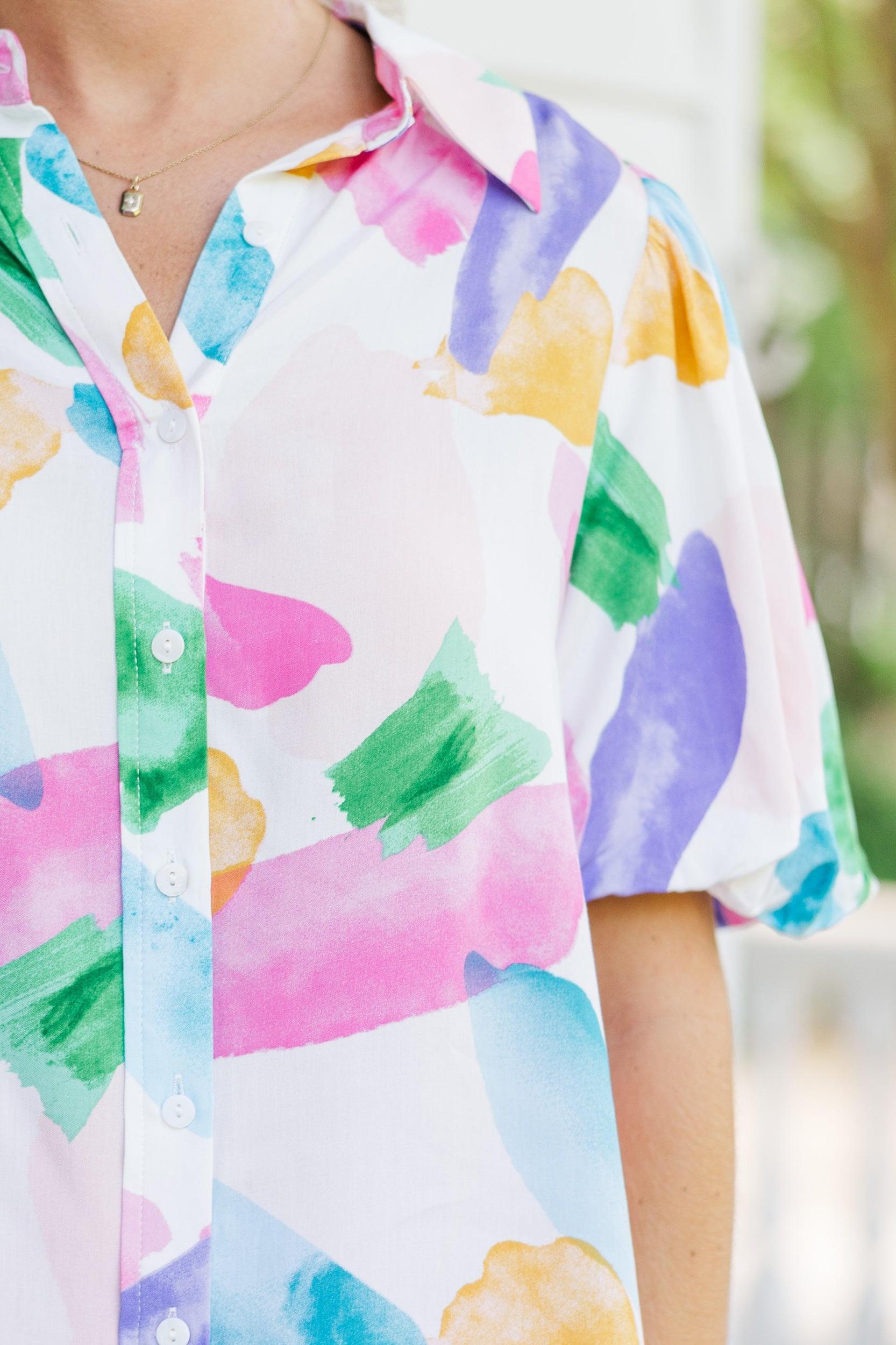 Have Some Fun Pink Abstract Blouse Female Product Image