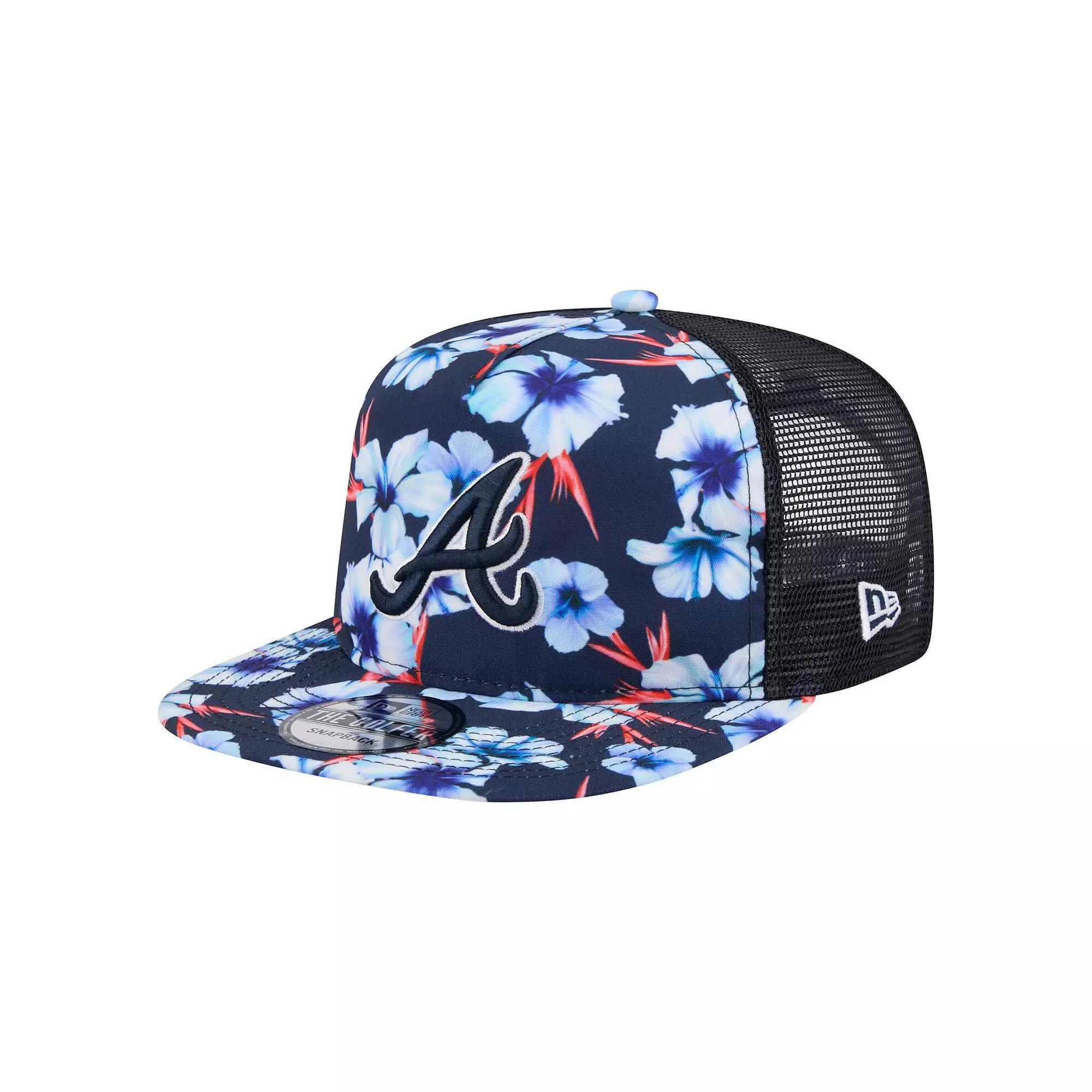 Men's New Era Navy Atlanta Braves Adventure Pattern Golfer Trucker Snapback Hat, Blue Product Image