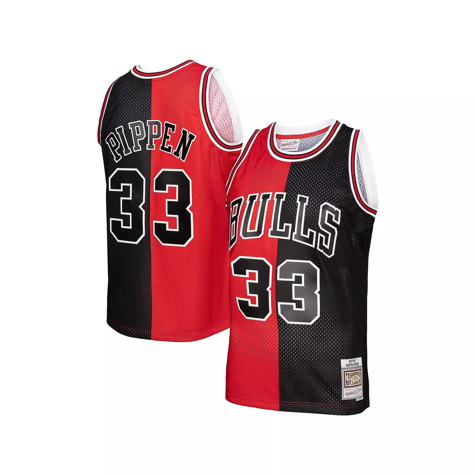 Men's Mitchell & Ness Scottie Pippen Red/Black Chicago Bulls Big & Tall Hardwood Classics 1997/98 Split Swingman Jersey,  Product Image
