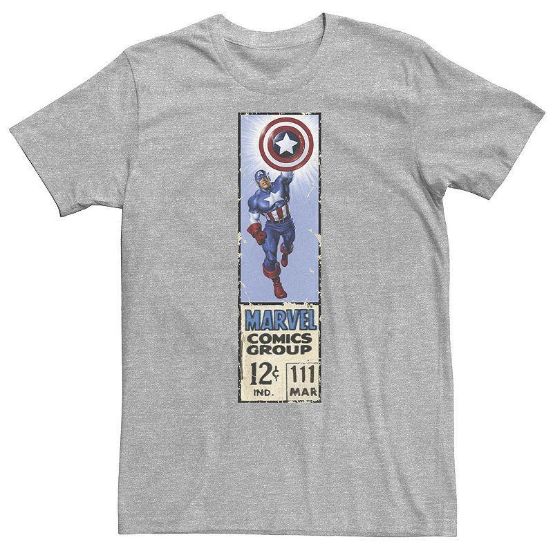 Big & Tall Marvel Captain America Comics Group Vintage Ticket Label Tee, Men's, Size: 4XL, Athletic Grey Product Image