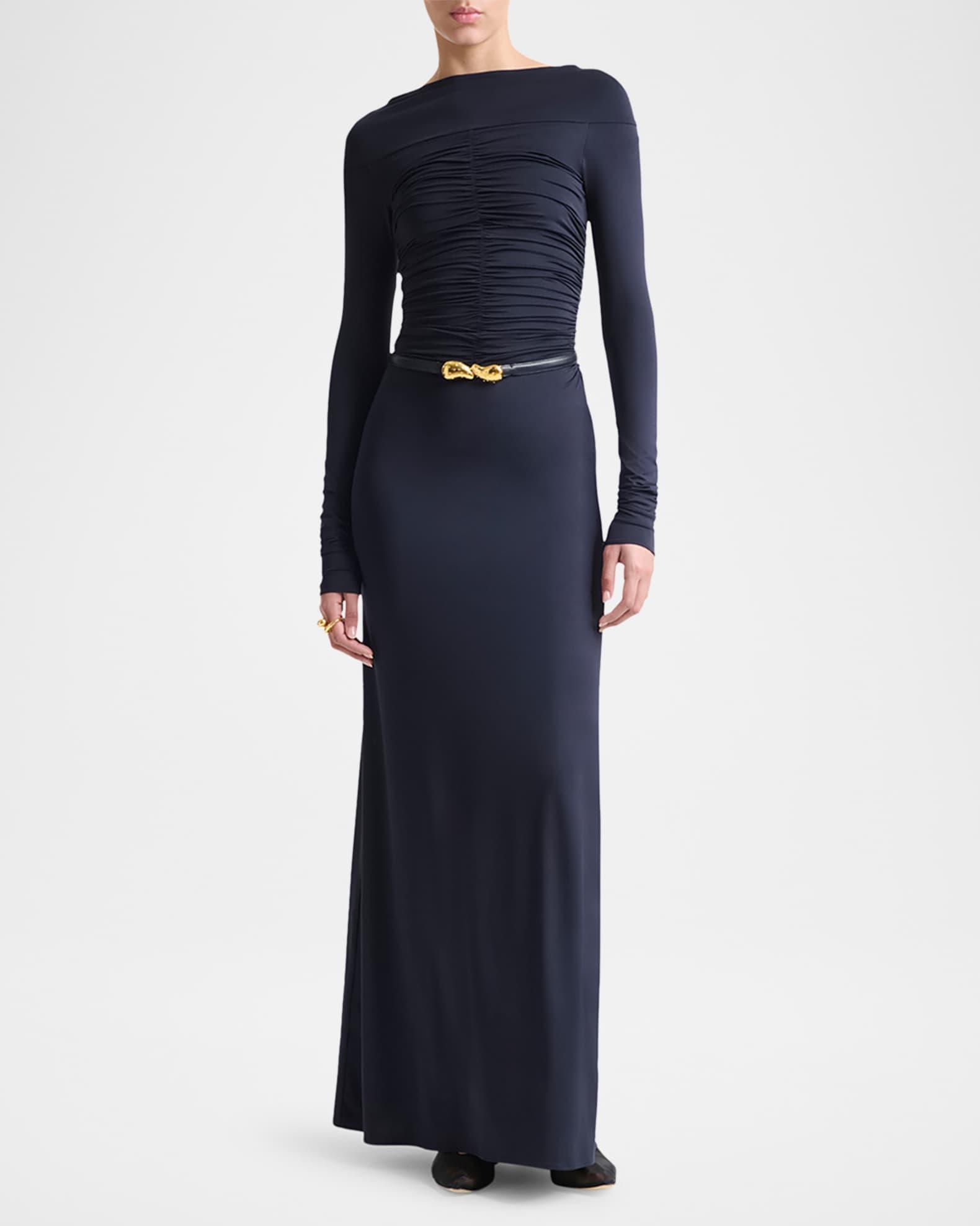 Callie Ruched Long-Sleeve Maxi Dress Product Image