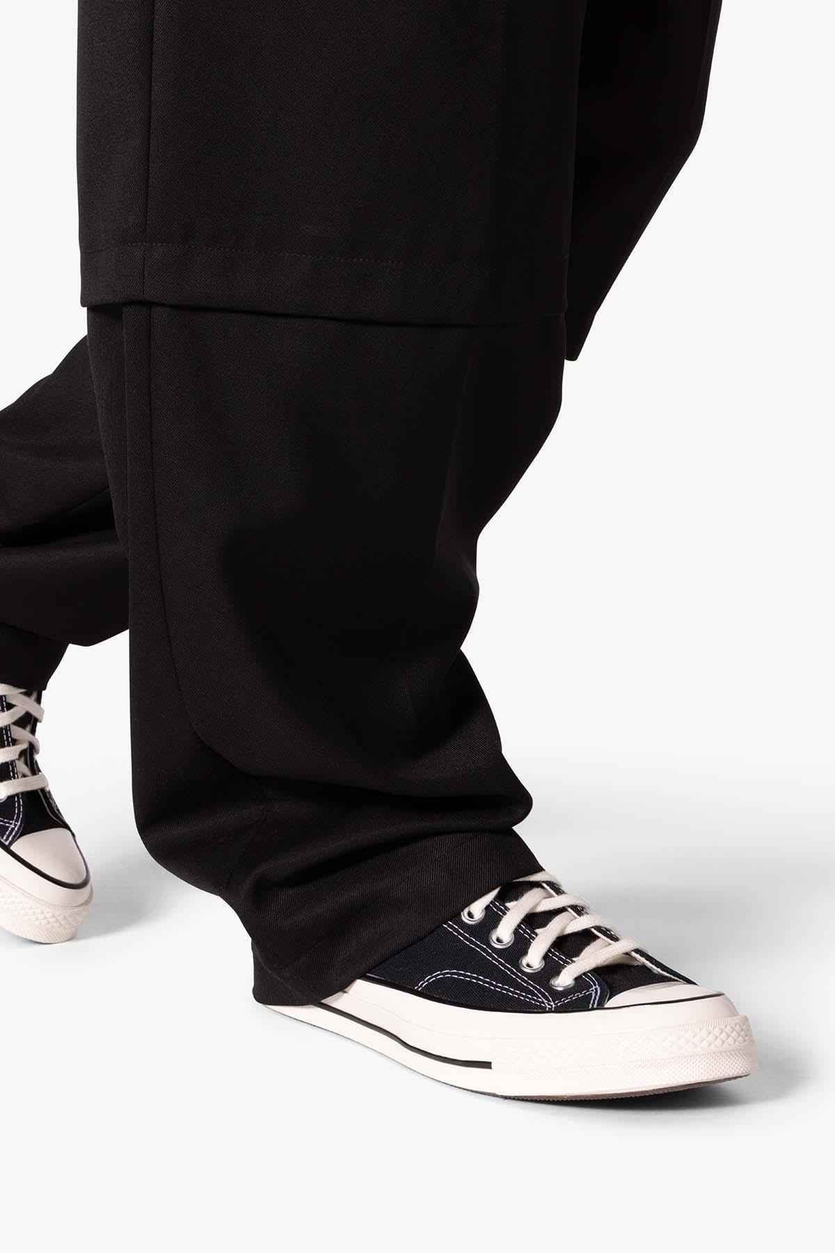 Brushed Twill Layered Pants - Black Product Image
