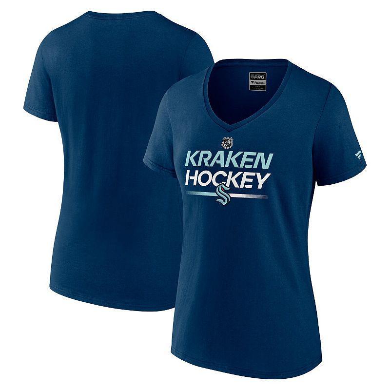 Womens Fanatics Branded Deep Sea Blue Seattle Kraken Authentic Pro V-Neck T-Shirt Krk Blue Product Image