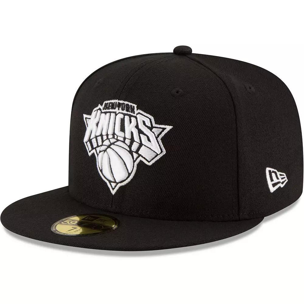 Men's New Era Black New York Knicks Black & White Logo 59FIFTY Fitted Hat,  Product Image
