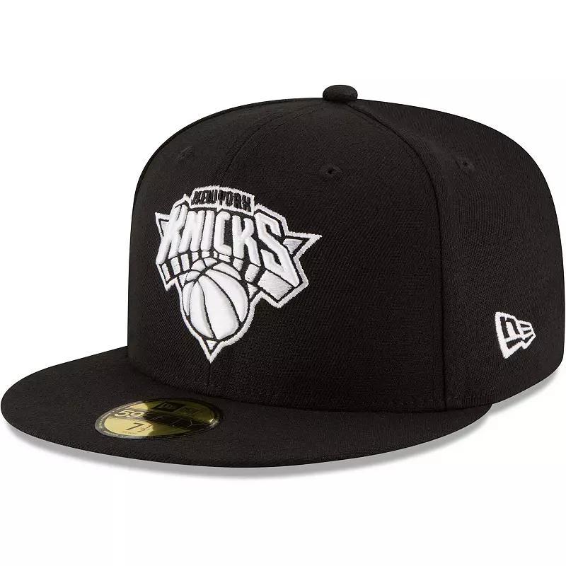 Men's New Era Black New York Knicks Black & White Logo 59FIFTY Fitted Hat,  Product Image