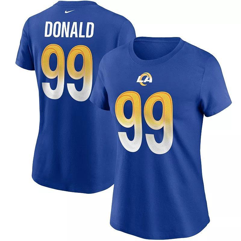 Women's Nike Aaron Donald Royal Los Angeles Rams Name & Number T-Shirt, Size: Large, Blue Product Image