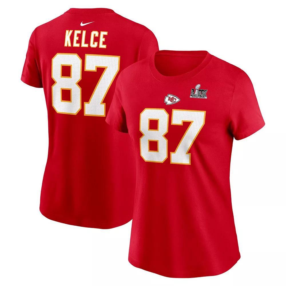 Womens Nike Travis Kelce Kansas City Chiefs Super Bowl LIX Name & Number T-Shirt Product Image