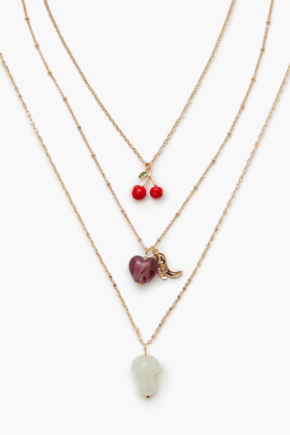 Faux Stone Charm Necklace Set | Forever 21 Product Image