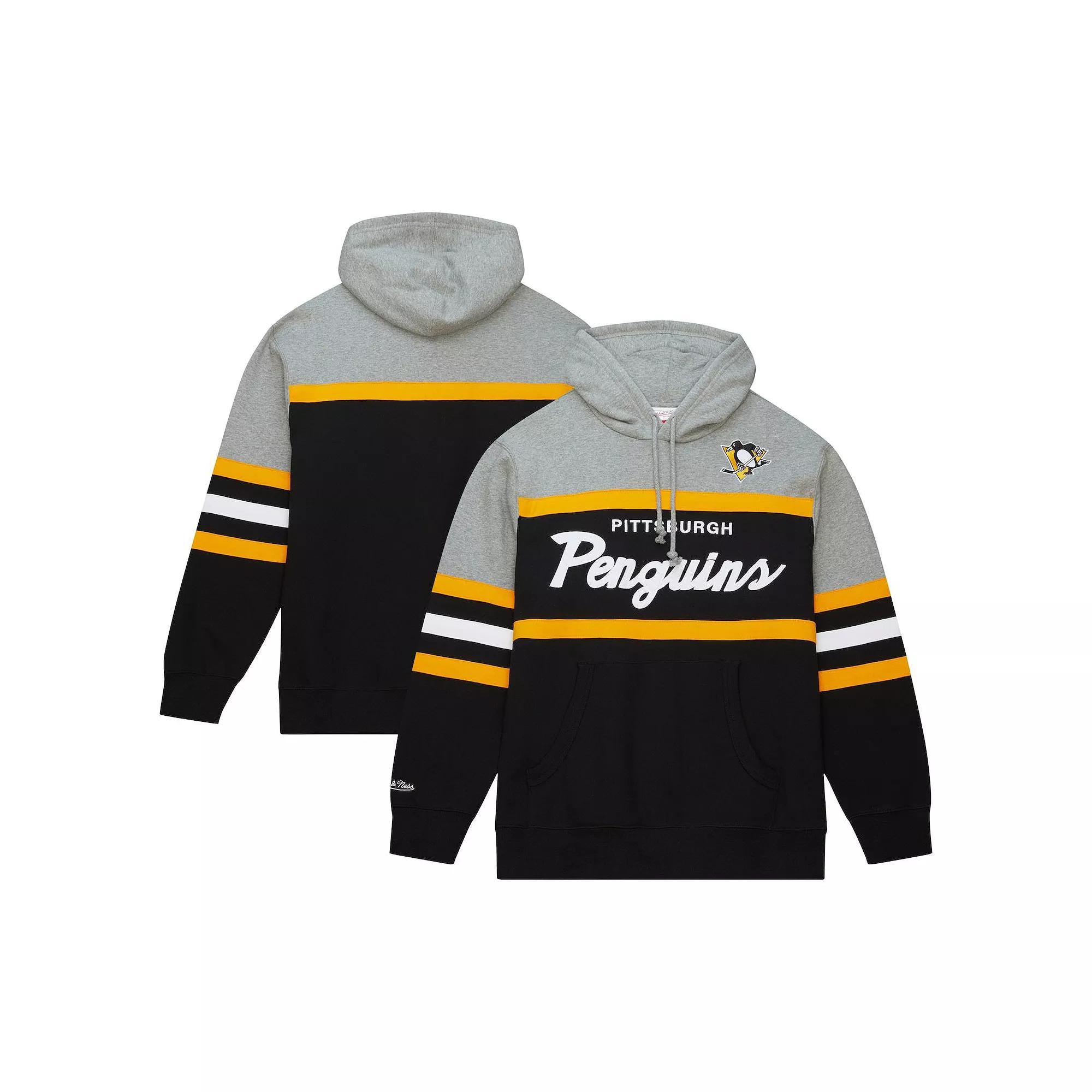 Men's Mitchell & Ness Black/Gray Pittsburgh Penguins Head Coach Pullover Hoodie, Size: Small Product Image