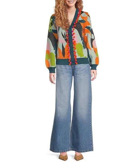 Never Fully Dressed Balearic Abstract Print V-Neck Long Sleeve Cardigan Product Image