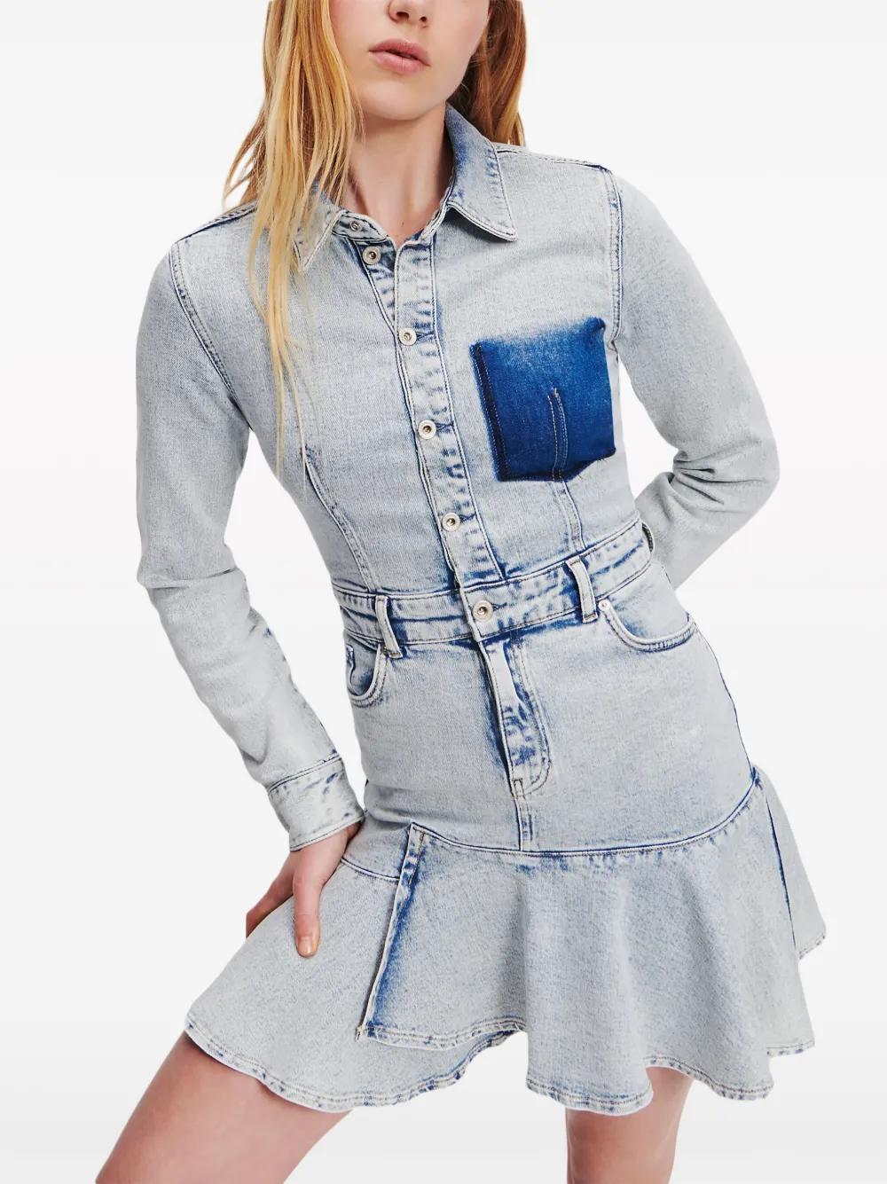 ruffle-hem denim minidress Product Image
