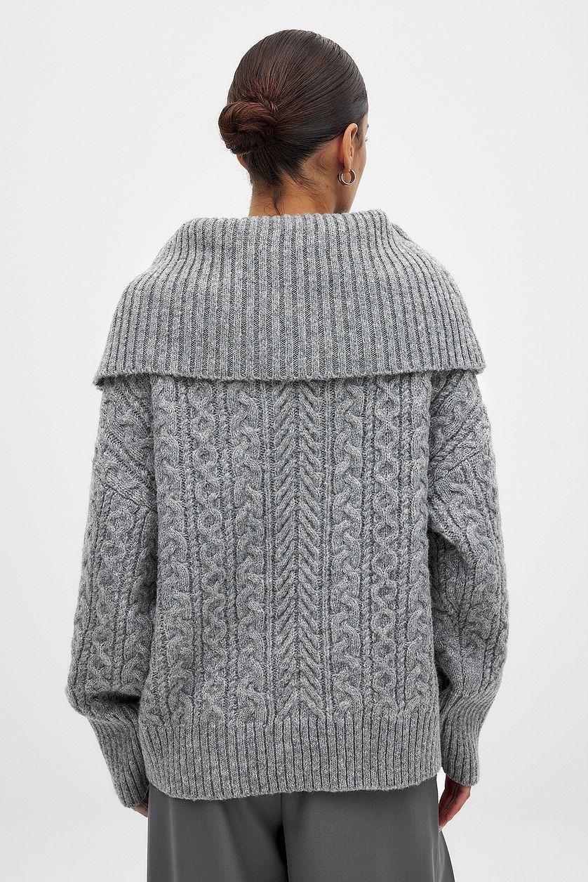 Cable Knitted Off Shoulder Sweater Product Image