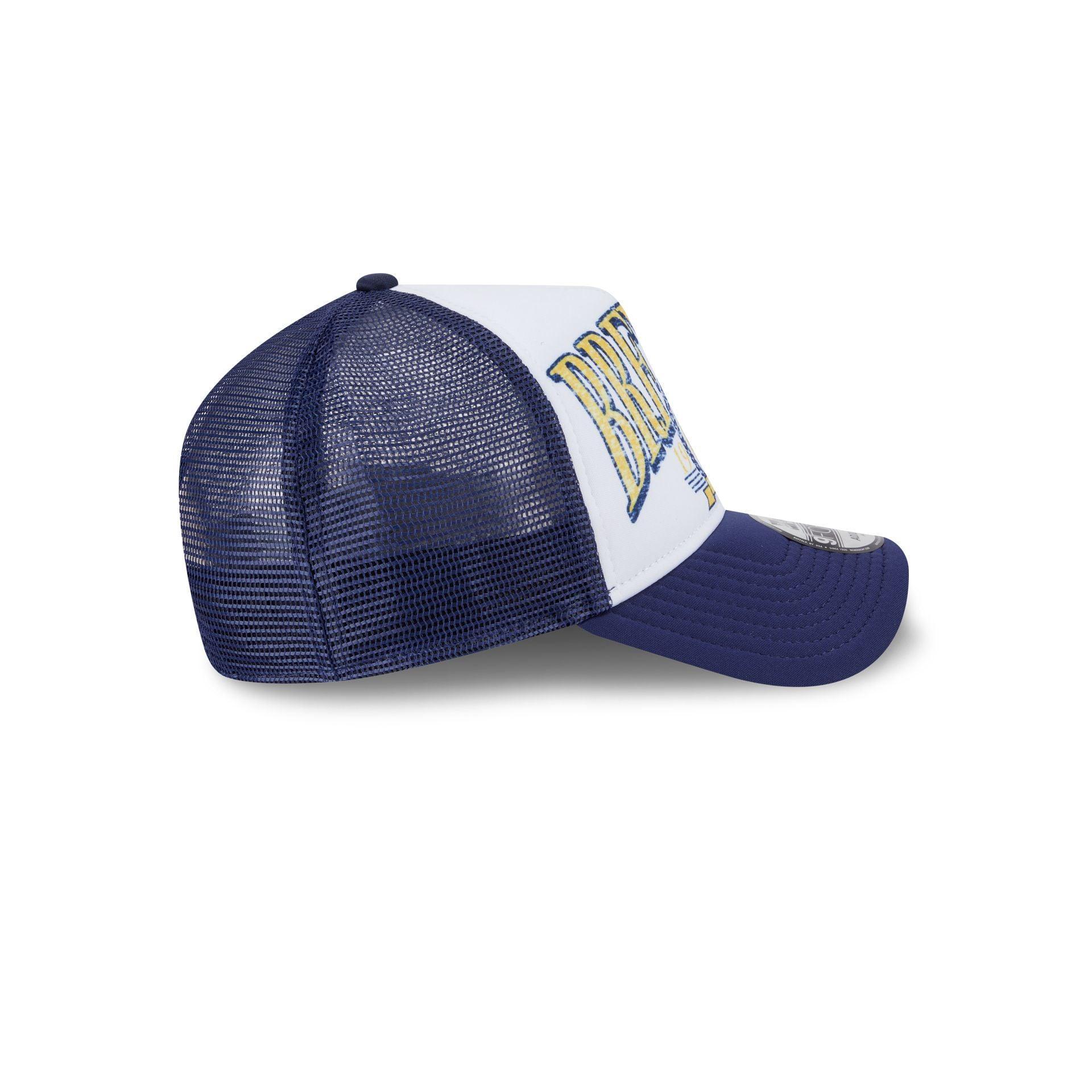 Milwaukee Brewers Distressed 9FORTY A-Frame Trucker Hat Male Product Image