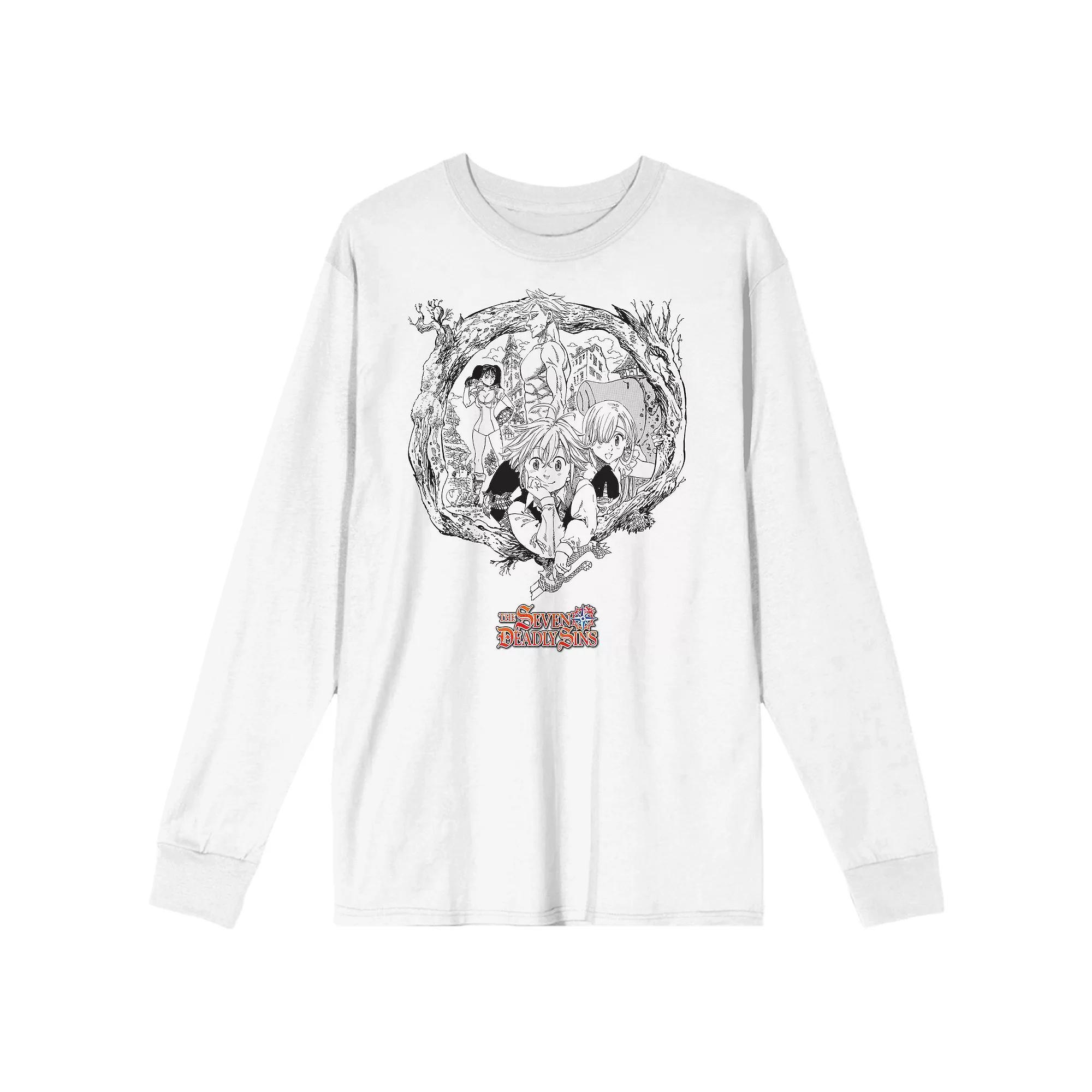 Men's Seven Deadly Sins Manga Long Sleeve Graphic Tee, Size: Small, White Product Image