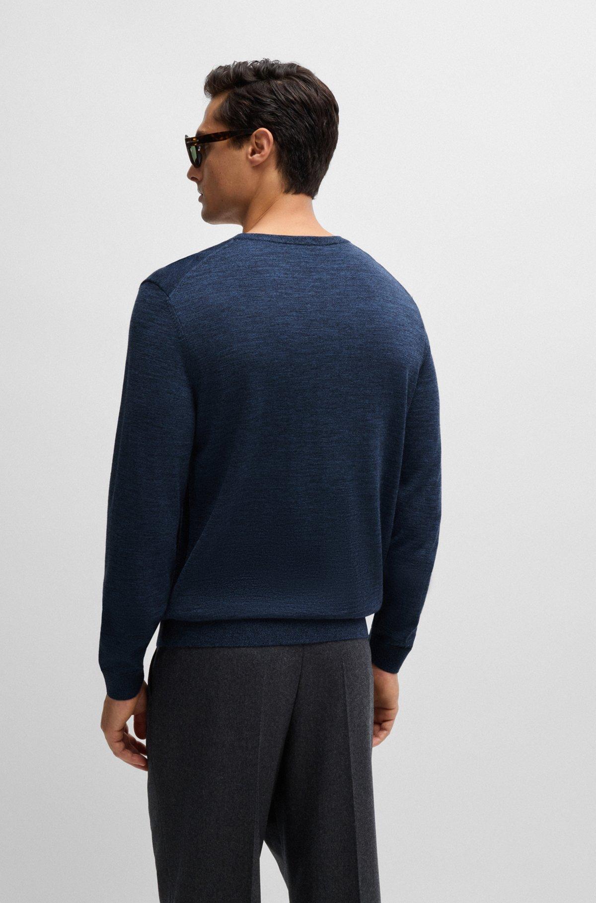 Slim-fit sweater in merino wool with crew neckline Product Image