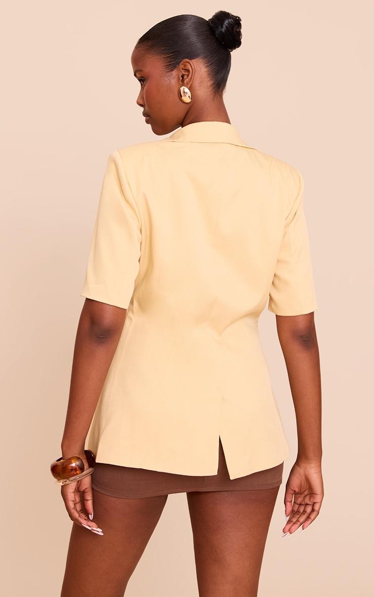 Butter Yellow Short Sleeve Button Blazer Product Image