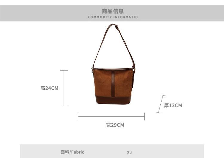 Panel Faux Suede Bucket Bag Product Image