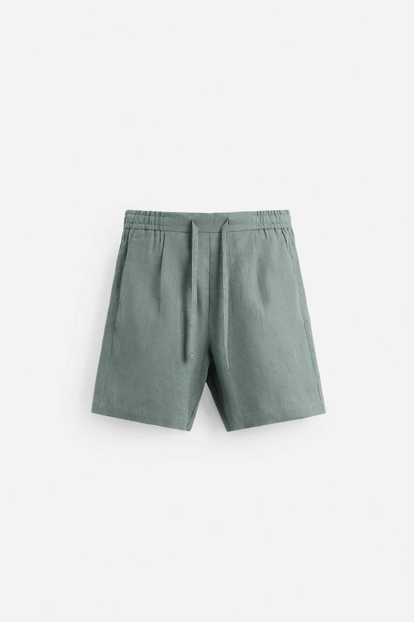 100% LINEN REGULAR FIT SHORTS Product Image