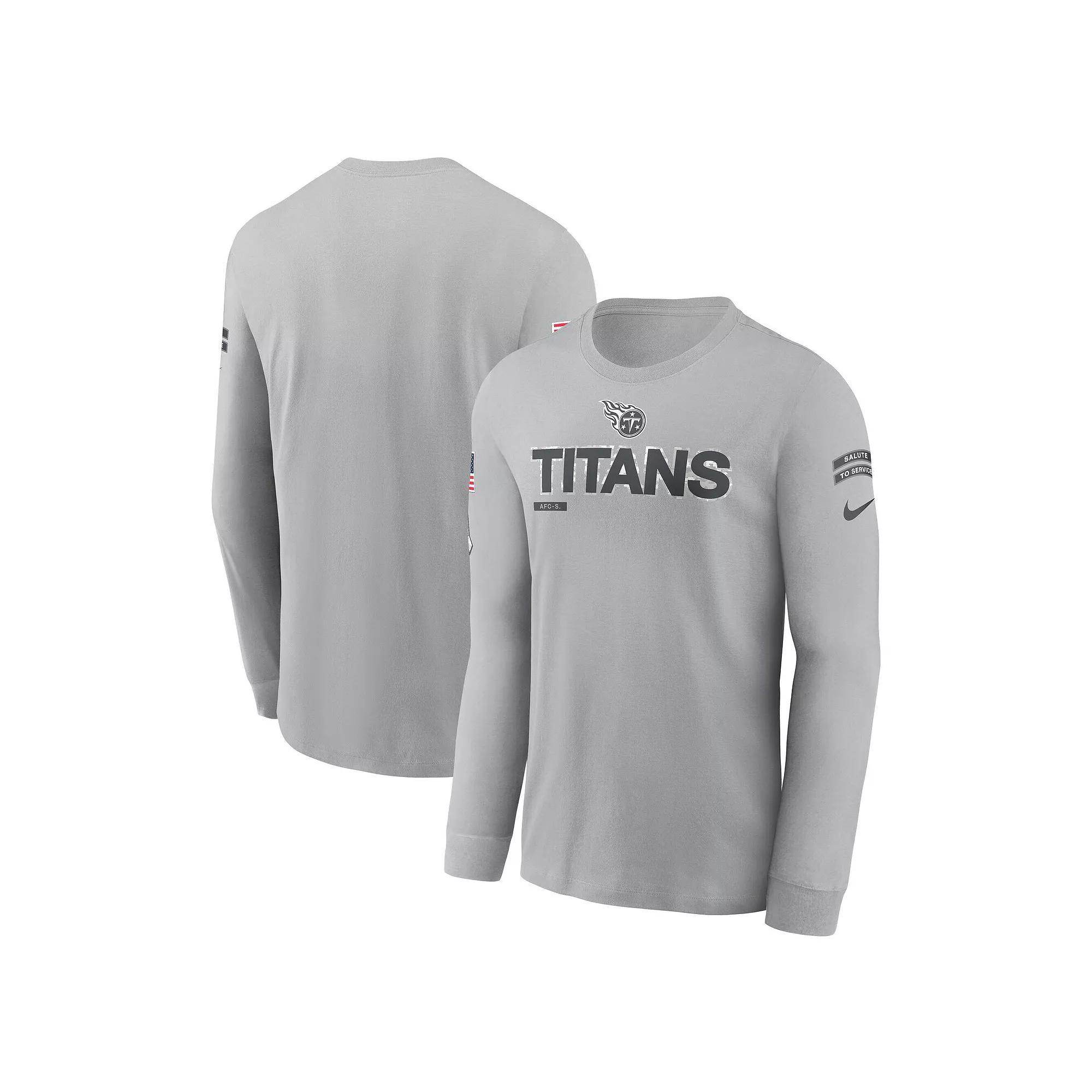 Men's Nike Gray Tennessee Titans 2024 Salute To Service Long Sleeve T-Shirt,  Product Image