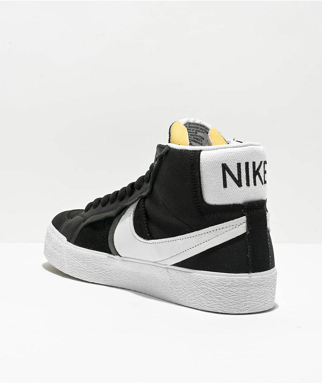 Nike SB Zoom Blazer Mid Premium Plus Black & White Skate Shoes Product Image